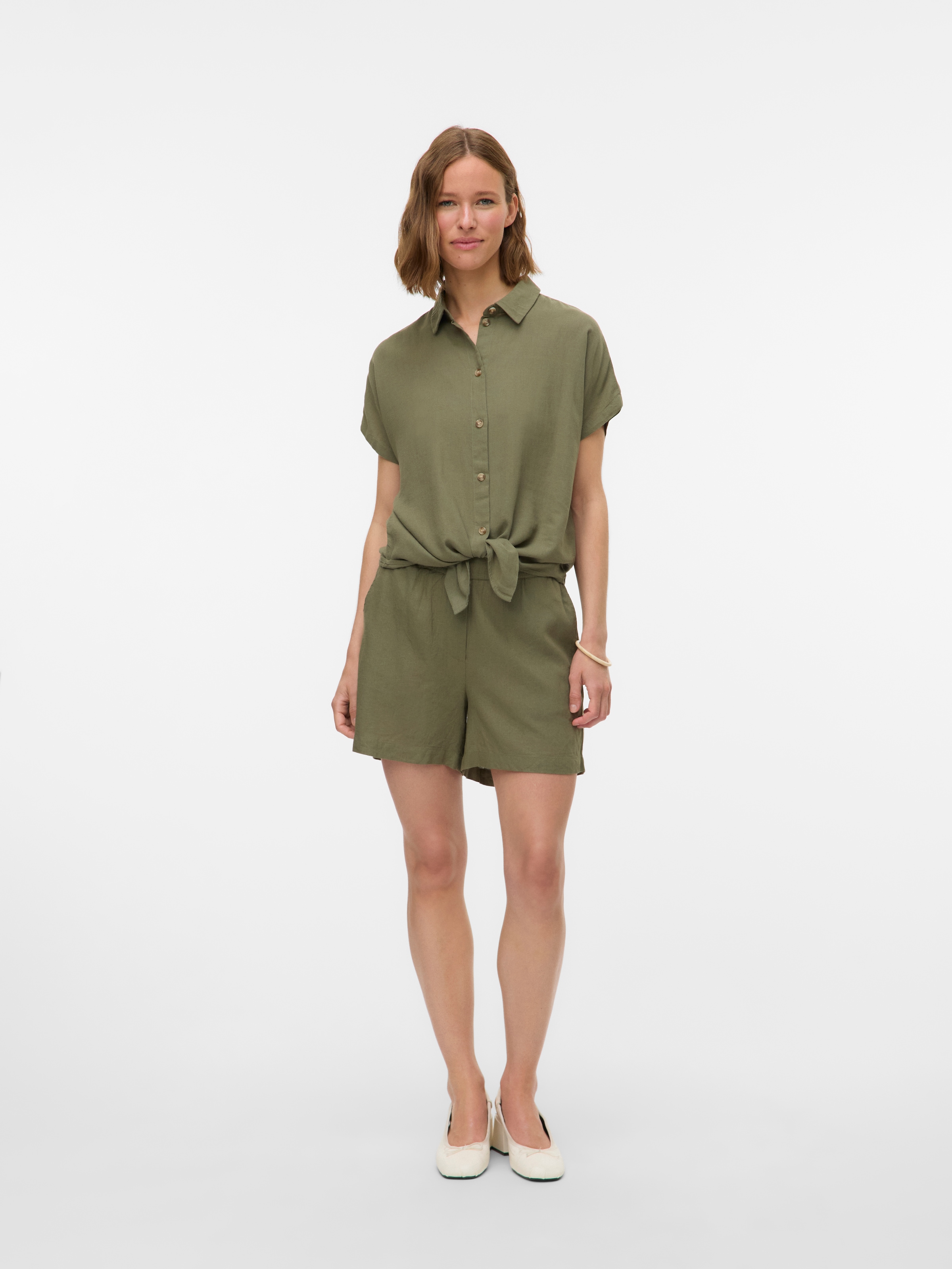 Vero Moda Kurzarmbluse »VMTHEA SS TIE SHIRT WVN NOOS«