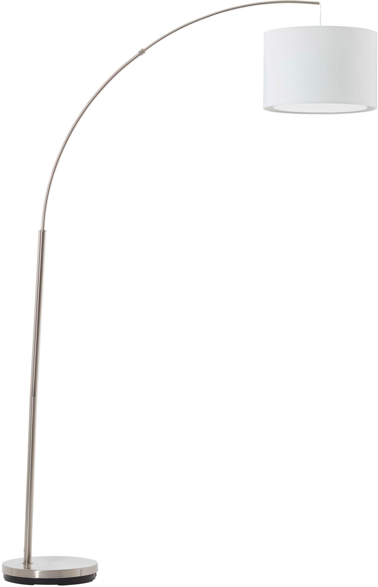 Brilliant Bogenlampe »Clarie«, 1 flammig, Leuchtmittel E27 | ohne Leuchtmittel, 1,8m Höhe, E27 max. 60W, eisen/weiss, Stoffschirm, Metall/Textil
