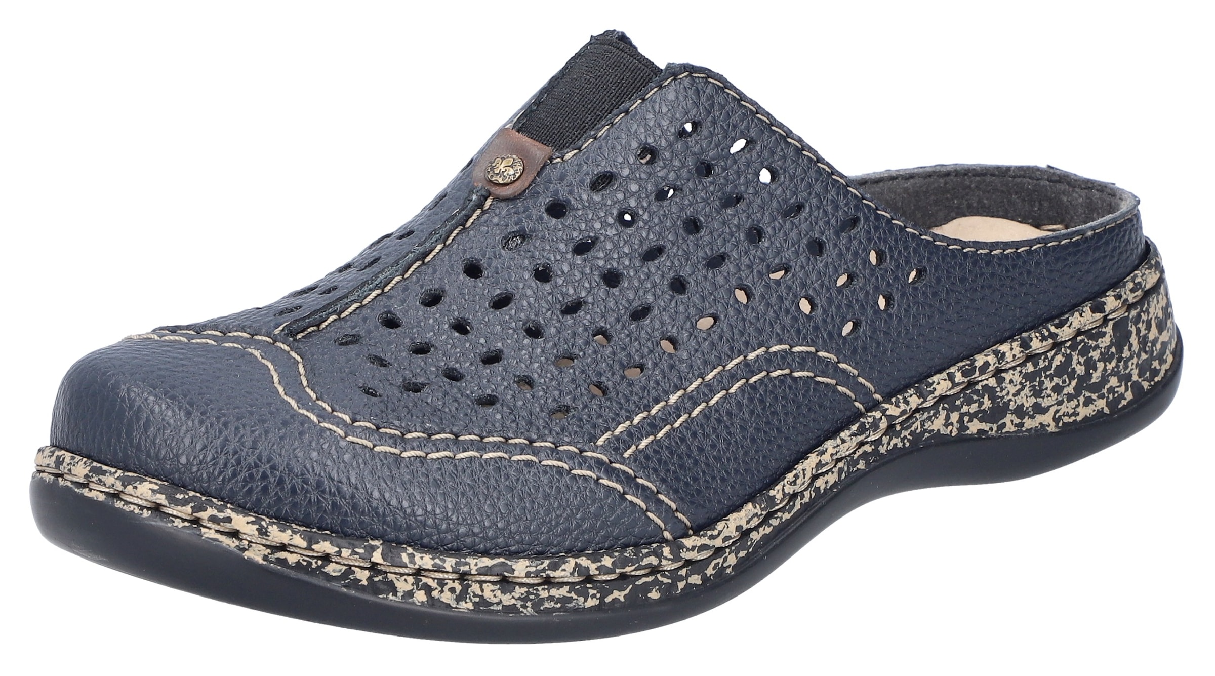 Image of Rieker Clog Schlupfschuh, Hausschuh, Sommerschuh mit Perforation
