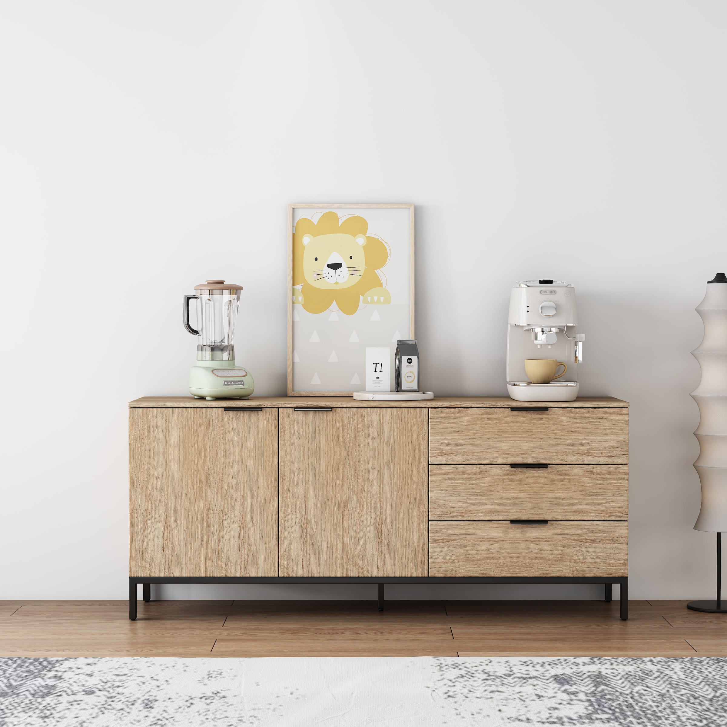 GOODproduct Sideboard »Jorinde« Melaminoberfläche, flexibler Stauraum und robustes Metallgestell