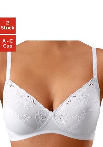 Image of petite fleur Soft-BH Packung, 2 Stück, ohne Bügel, mit hübscher Baumwollstickerei