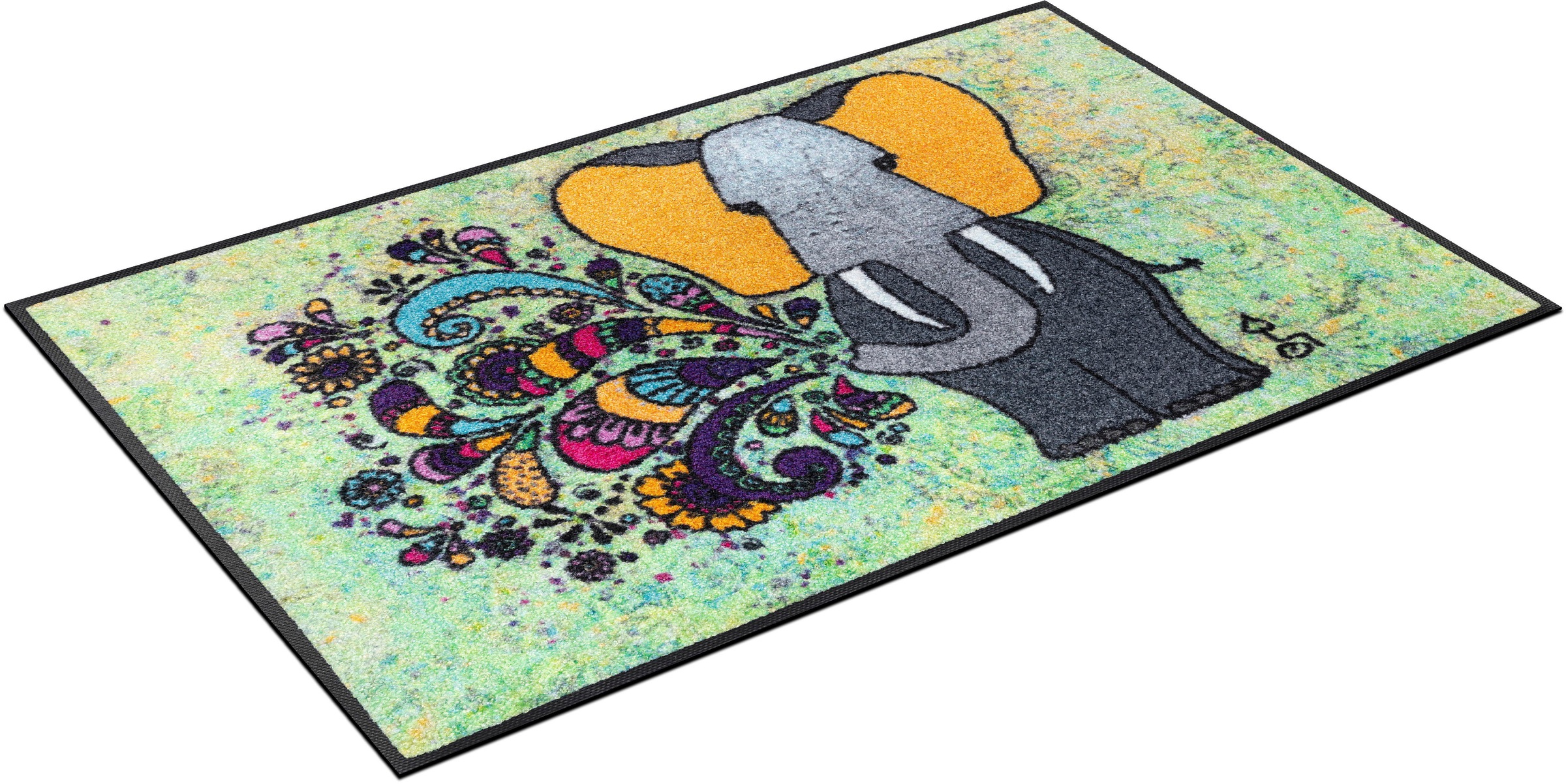 Image of wash+dry by Kleen-Tex Fussmatte »Happy Fant«, rechteckig, 7 mm Höhe, Schmutzfangmatte, Motiv Elefant, rutschhemmend, In- und Outdoor geeignet, waschbar bei Ackermann Versand Schweiz
