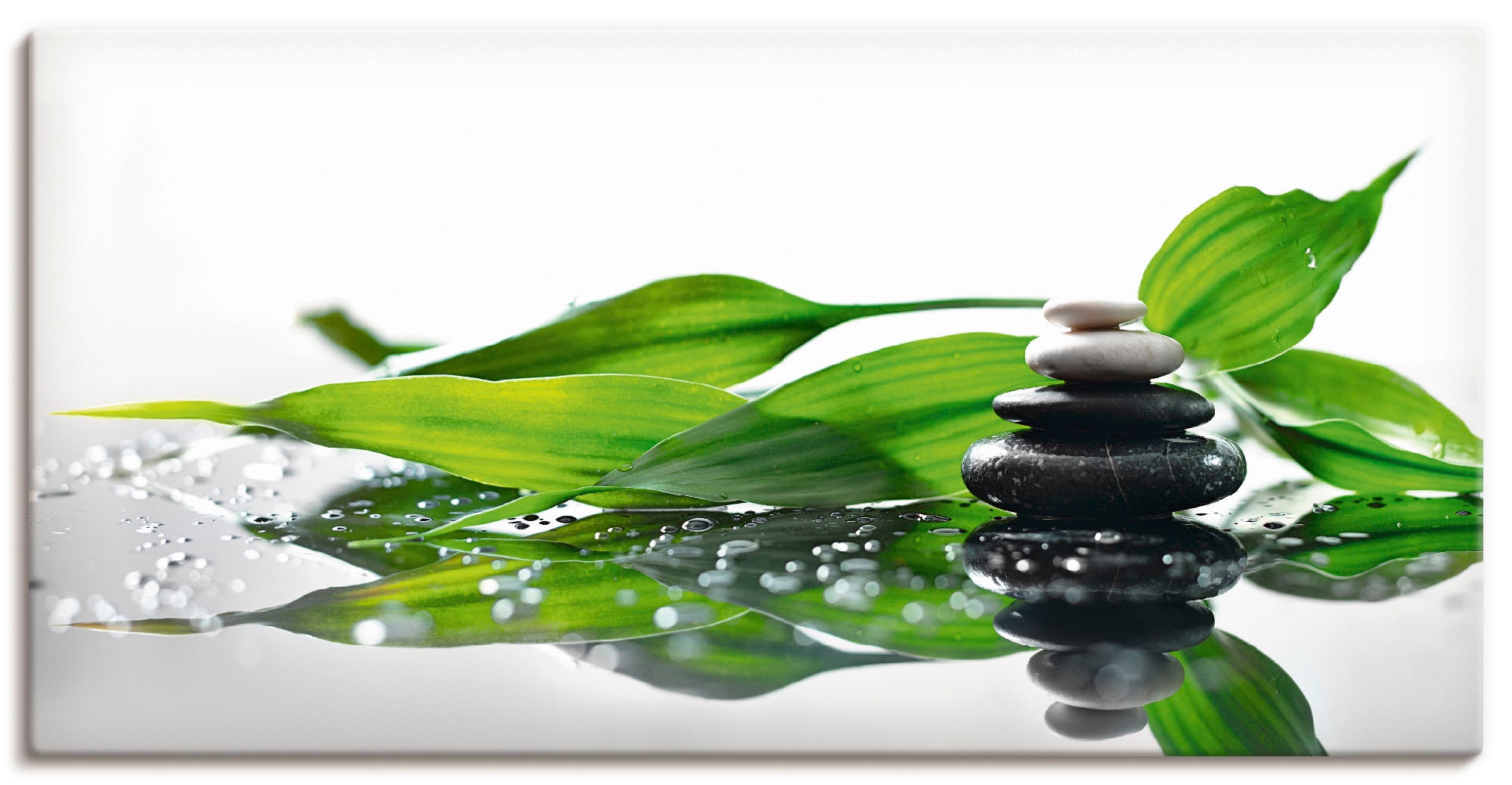 Image of Artland Leinwandbild "Spa mit Steinen und Bambus" Zen 1 Stk. tlg. auf Holzrahmen gespannt