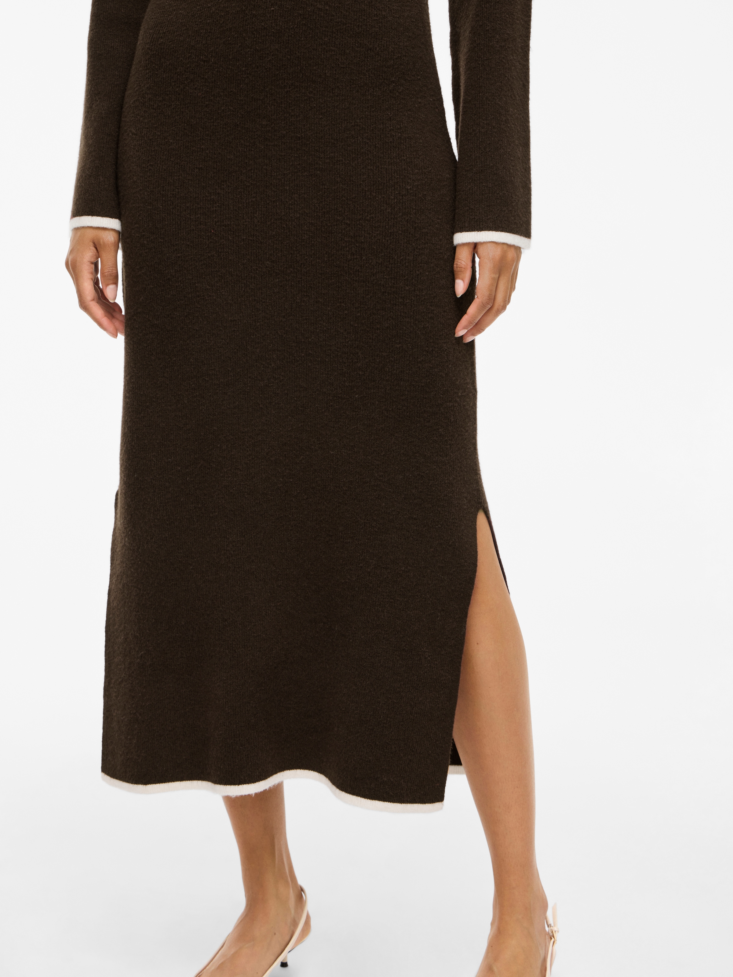 Vila Robe en tricot »VIKERRY O-NECK L/S KNIT MAXI DRESS-NOOS« mélange de matériaux, coupe régulière