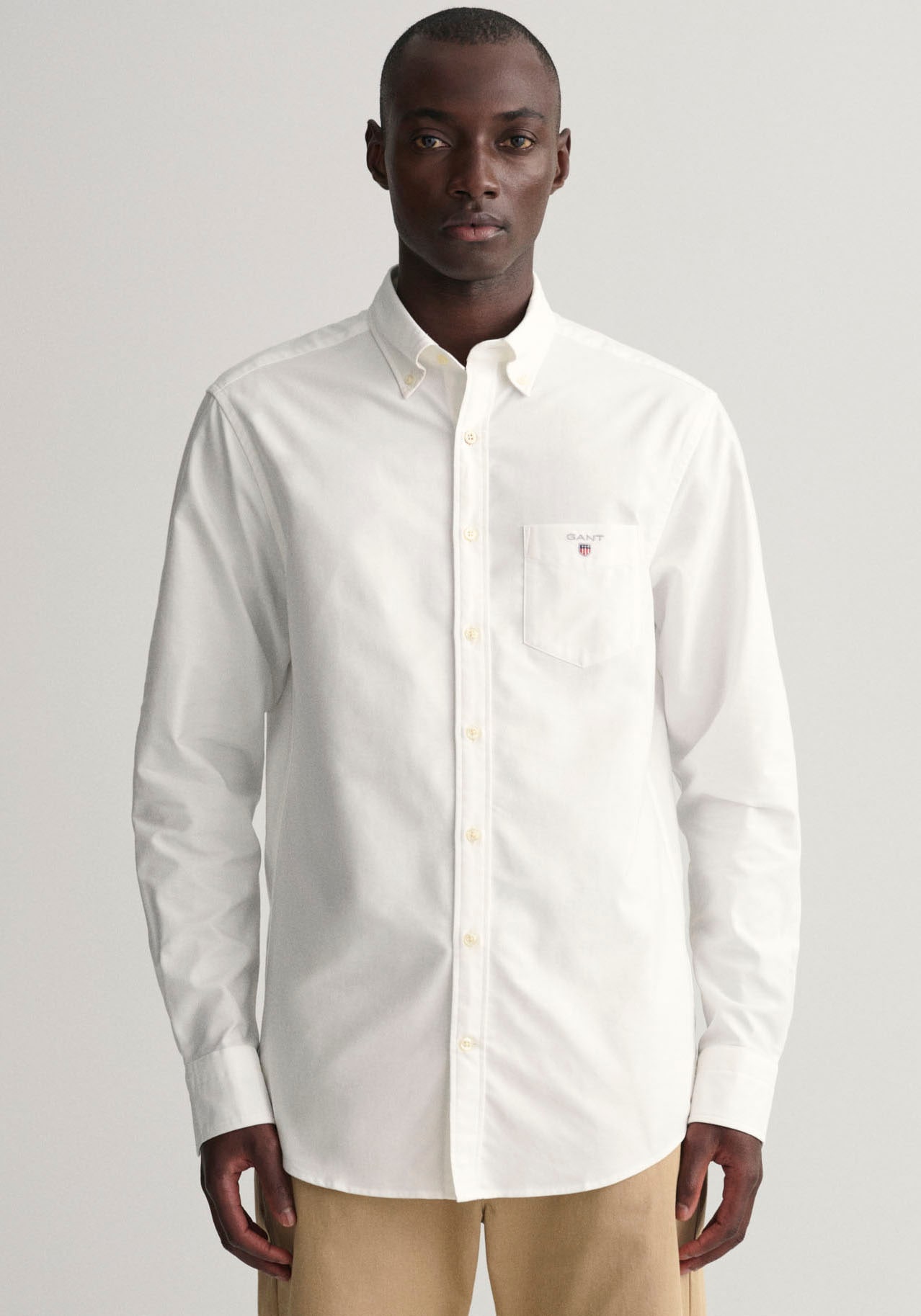 Langarmhemd »Regular Fit Oxford Hemd strukturiert langlebig dicker«, mit Logostickerei...