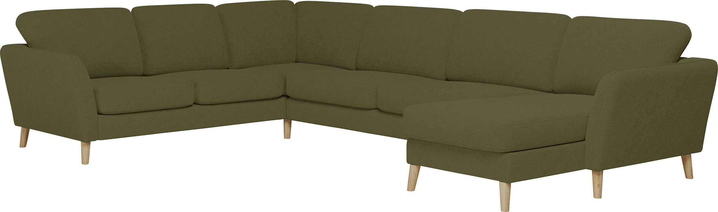 GOODproduct Paysage de salon »MARSEILLE XXL 349cm, U-Form, Ottomane rechts/links wählbar« pieds en bois massif de chêne, en différents revêtements et variantes de couleurs