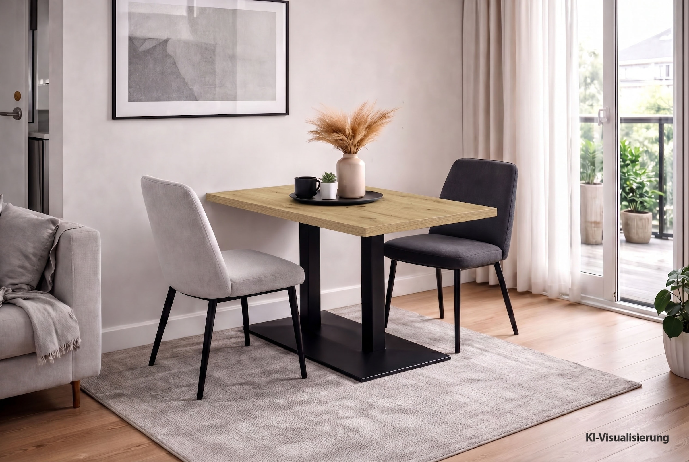 Mäusbacher Table de bistrot »Big Bistro Metall« Structure à double colonne, plateau carré LPH 120x75x70 cm