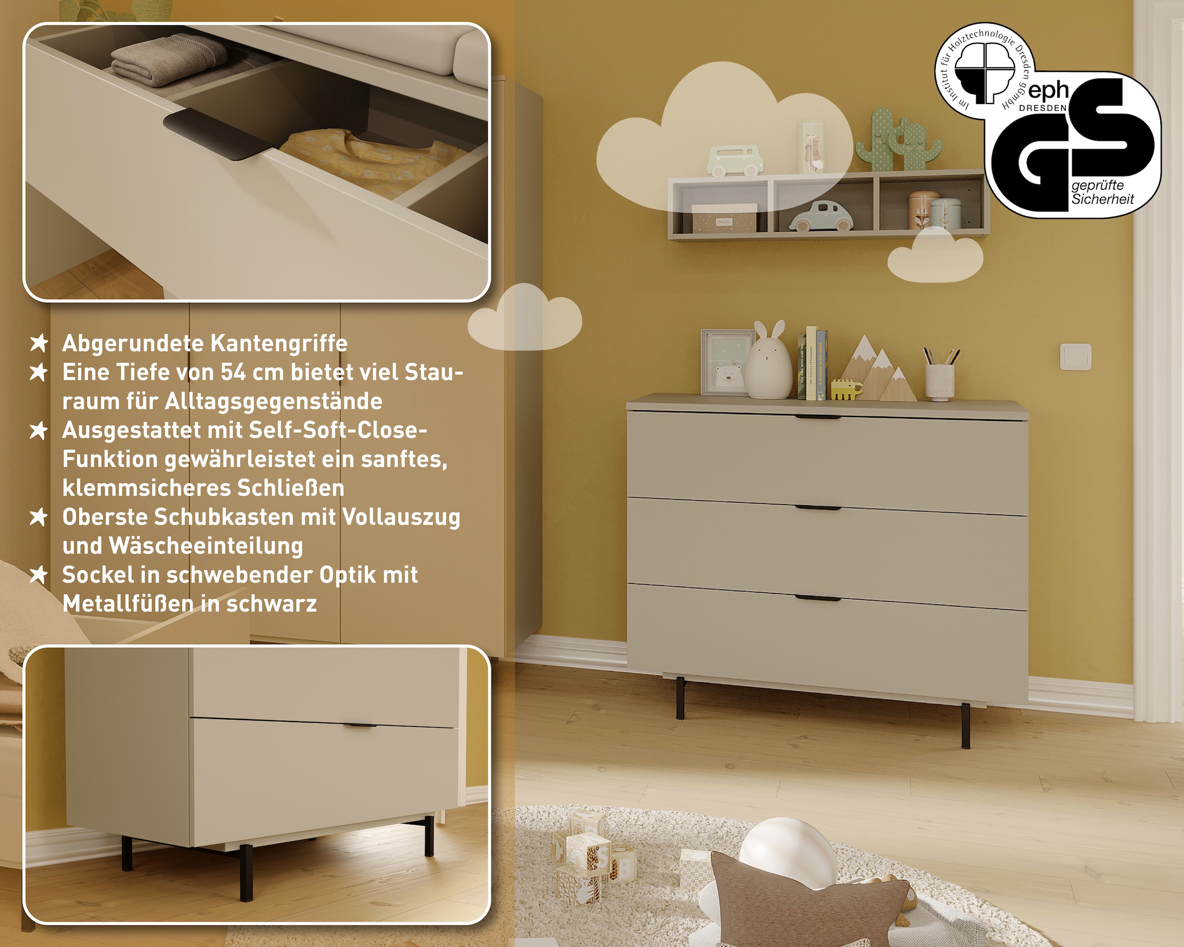 GERMANIA Commode à langer »Tomino« bis 21 kilos modernes Design, B/H/T 105/100/54, Wickelfläche 85 x 75 cm 105 cm