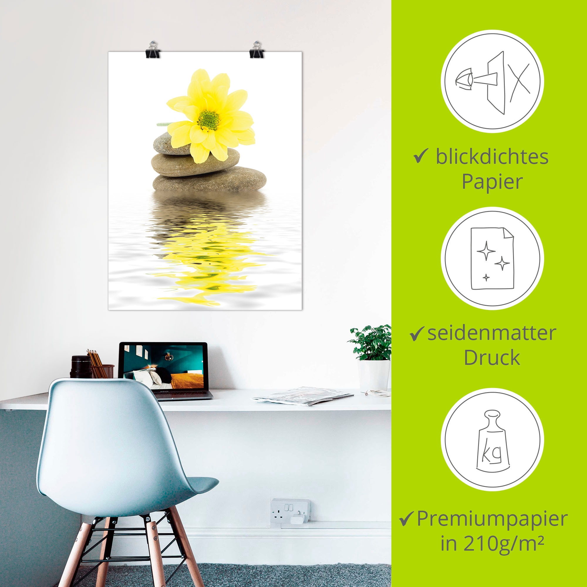 Artland »Zen Spa Steine mit Blumen II« 1 cuis tlg. als Leinwandbild, Poster in verschied. Grössen