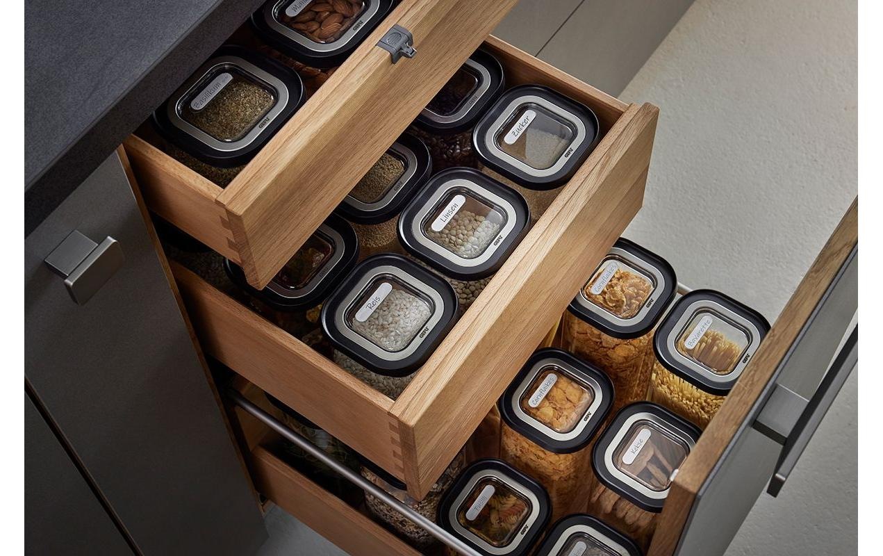 GEFU Vorratsglas »PANTRY« Set, 3 Vorratsgläser, 3 Deckel, 6 tlg. Stapelbar, luftdicht, transparent, platzsparend