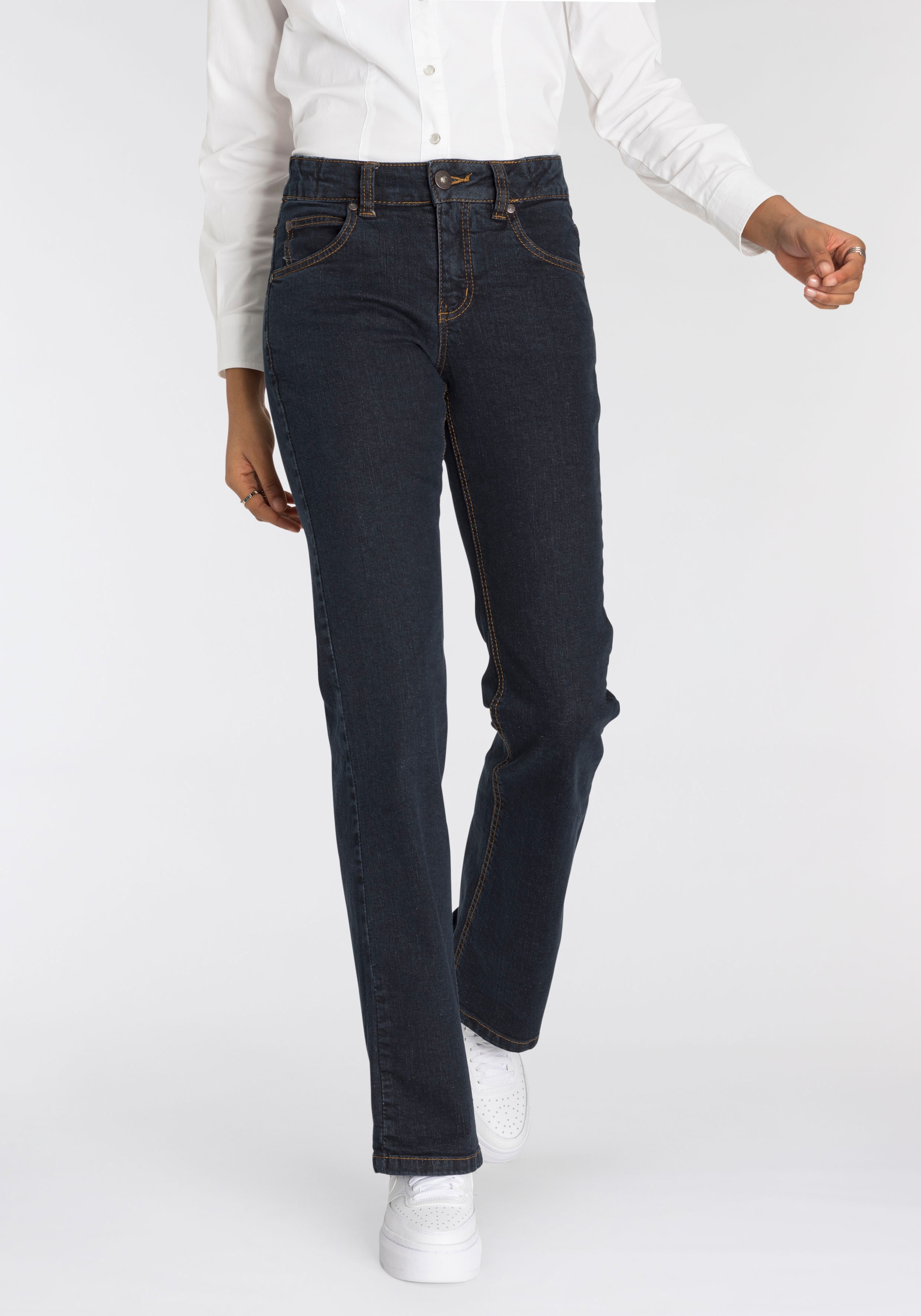 Bootcut-Jeans »Bund mit seitlichem Gummizugeinsatz«, High Waist