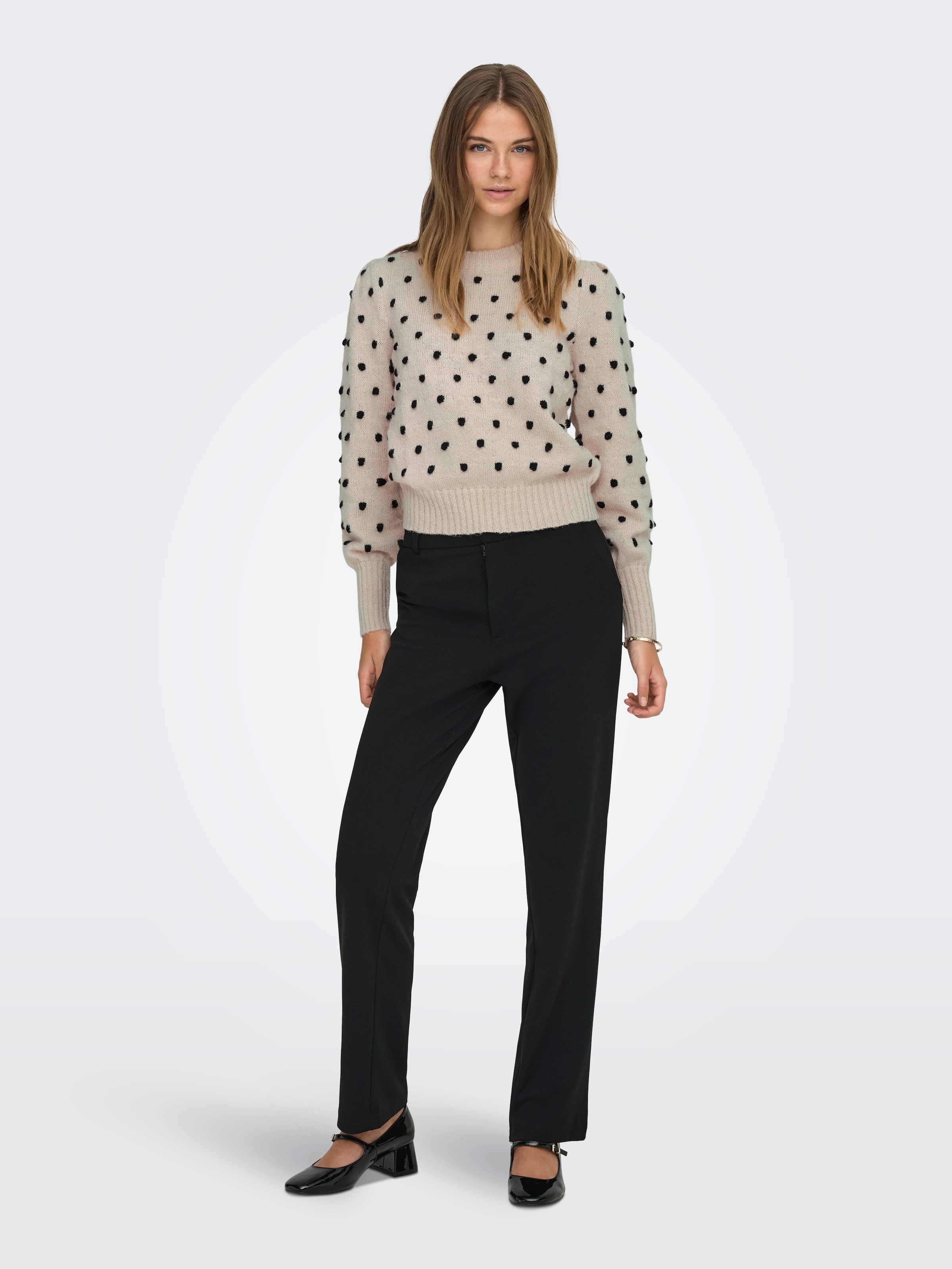 JDY Pull à col rond »JDYSIGRID LIFE L/S ON PUFF PULL KNT NOOS« in gepunkteter Optik