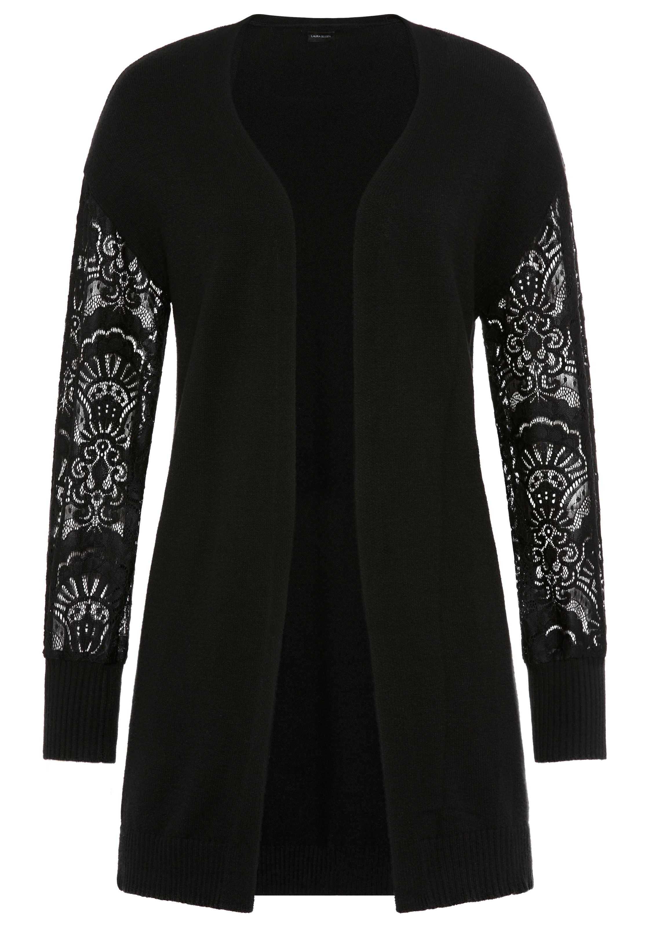 Laura Scott Strickjacke kuscheliger Winterstrick mit femininen Spitzenärmeln - NEUE KOLLEKTION
