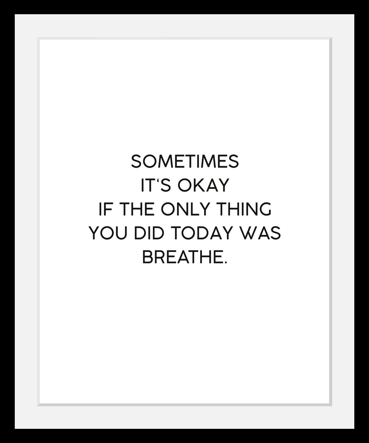 Image of queence Bild "Breathe" Motivationsbilder Schriftzug Schwarz-Weiss Spa Spa Bilder HD Premium Poster-Druck inkl. Holzrahmen