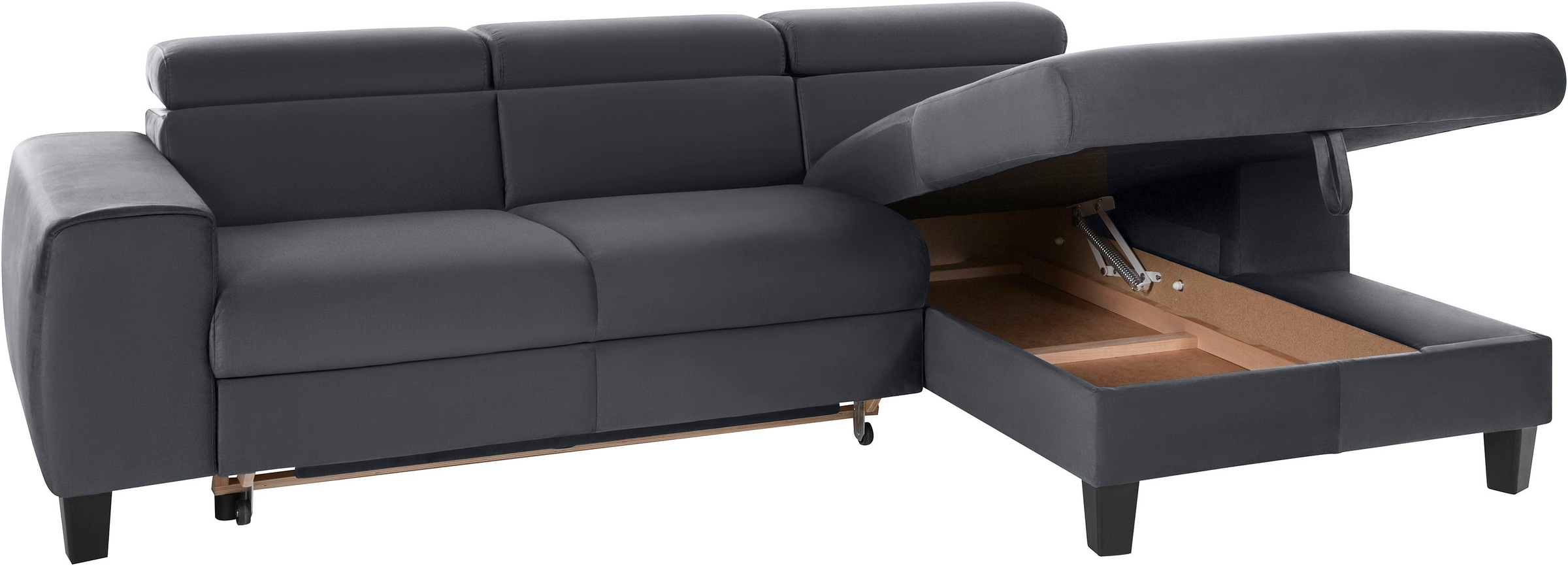 COTTA Ecksofa »Morven L-Form mit Kopfteilverstellung«, wahlweise mit Bettfunktion, Bettkasten & Wireless-Charger