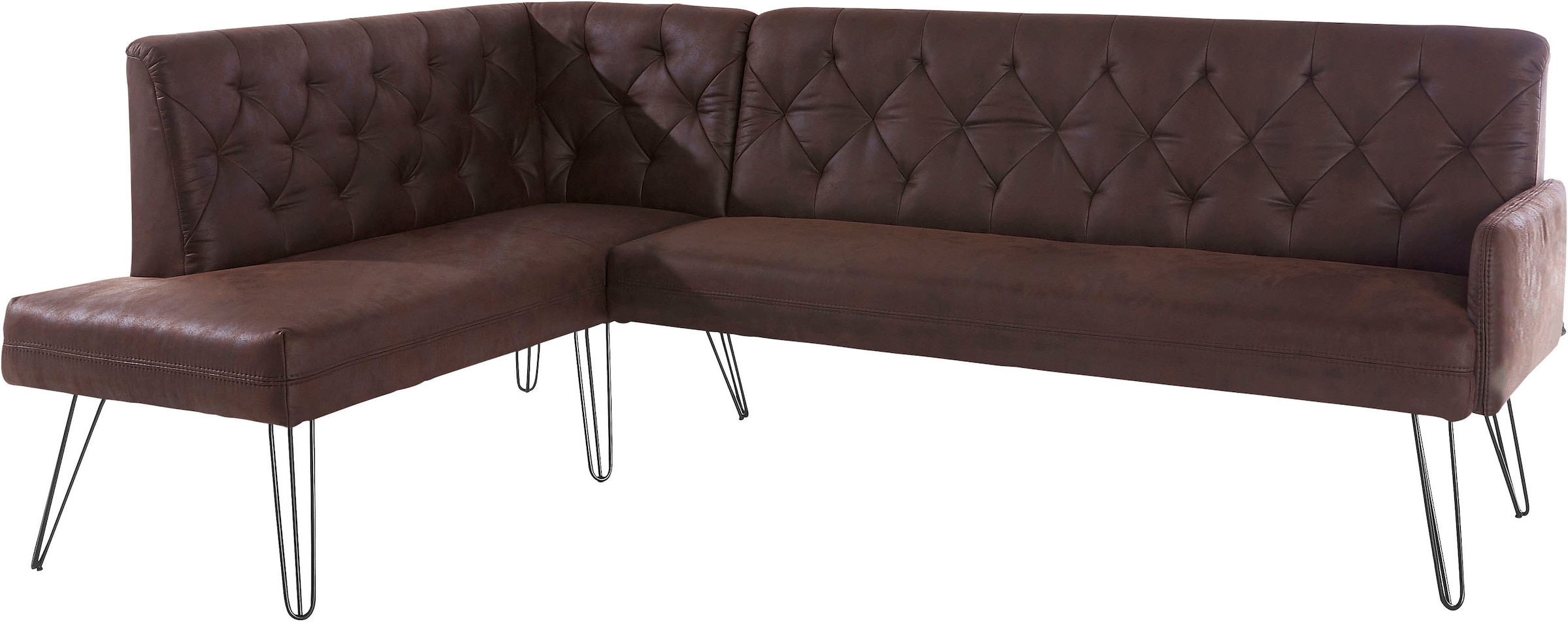 exxpo - sofa fashion Eckbank »Doppio, Chesterfield Optik, komfortabel und bequem, hohe Designfüsse«, Frei im Raum stellbar