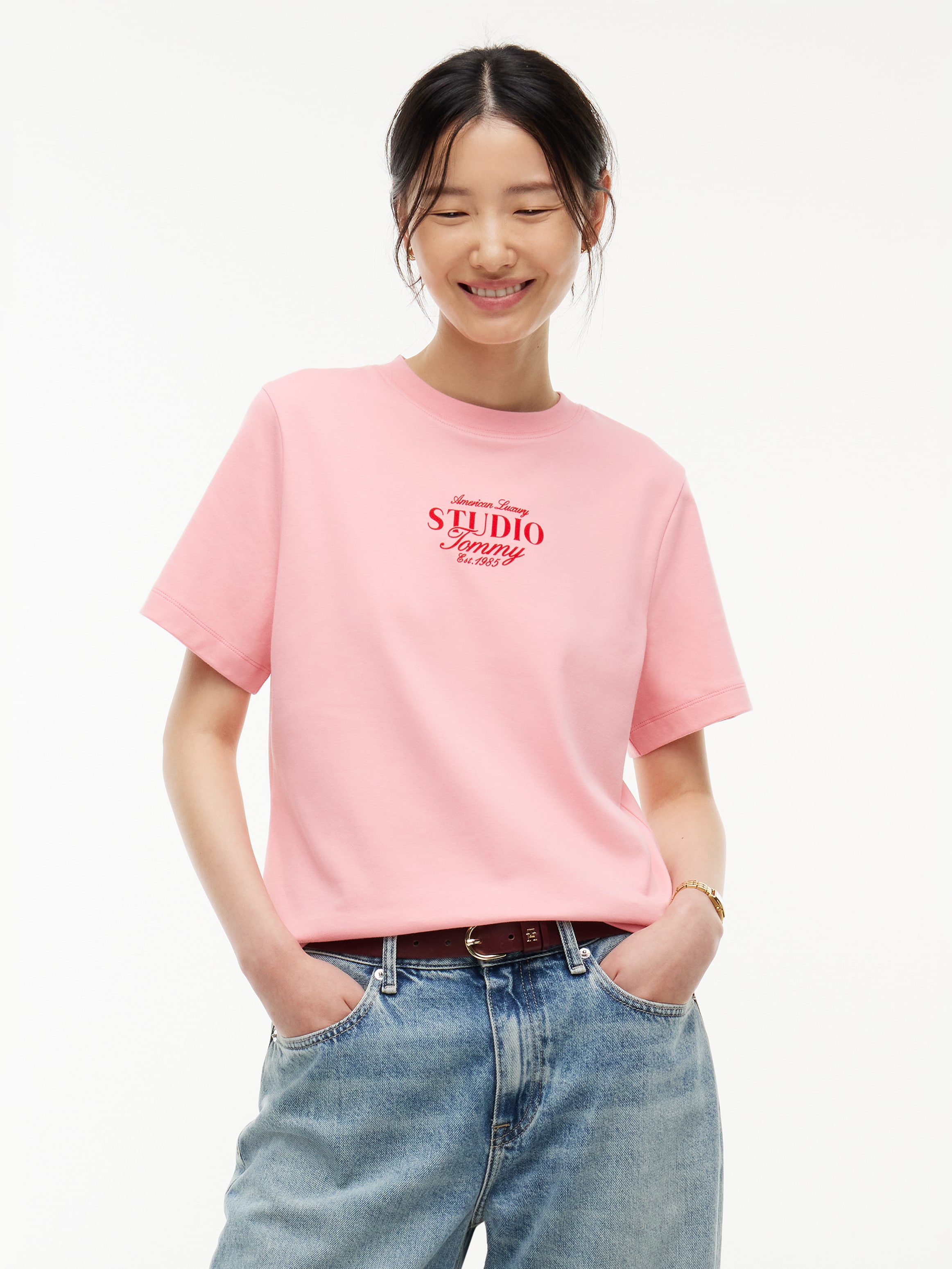 Tommy Hilfiger T-shirt »STUDIO TOMMY REG C-NK S/S TSHIRT« coton, coupe régulière