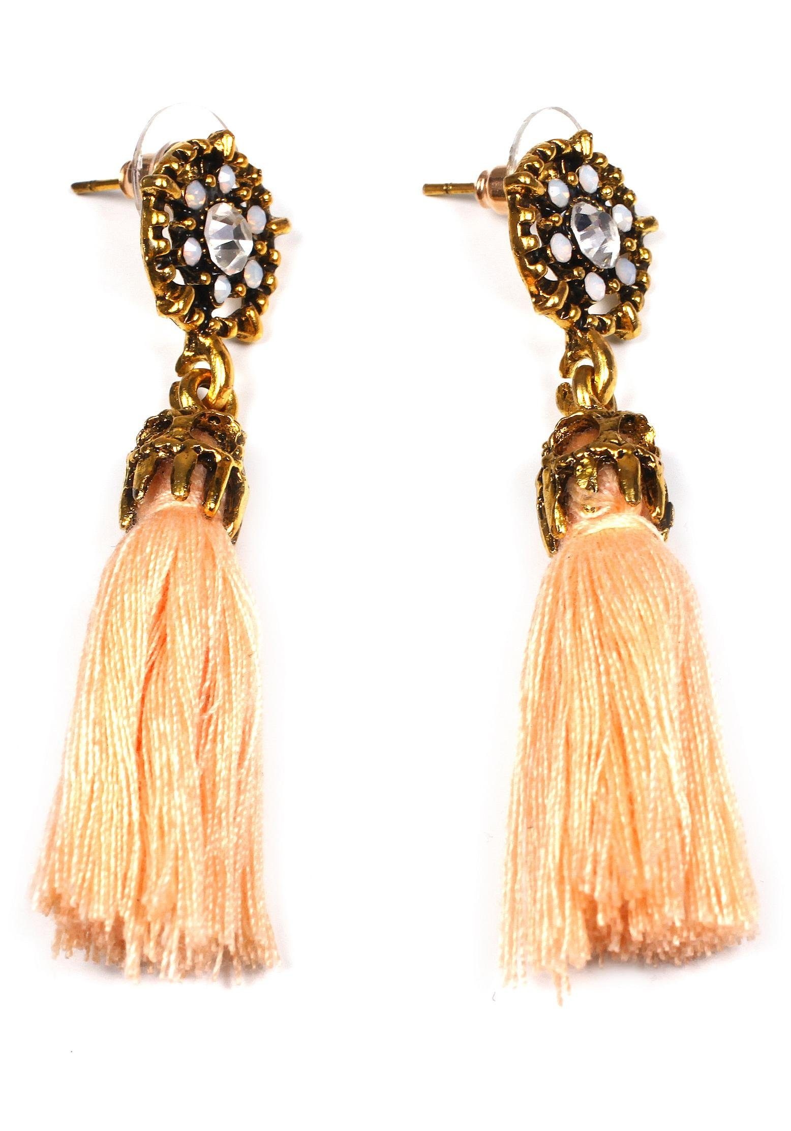 Paar Ohrstecker »im runden Design, mit Quasten«