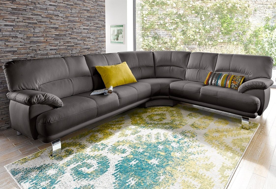 TRENDMANUFAKTUR Canapé d'angle »Cecilia in italienischem Design, modern und komfortabel, L-Form« bequeme Armlehnen, mit langem Schenkel