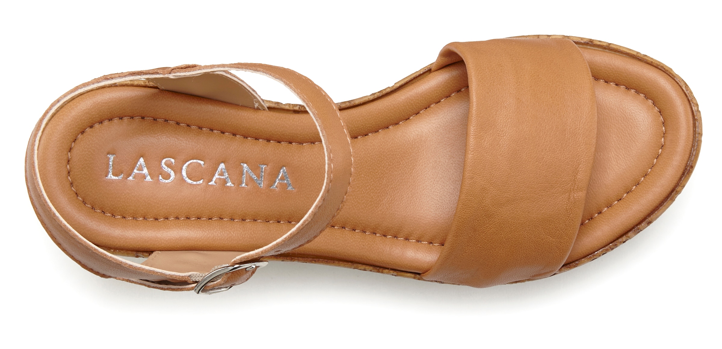 LASCANA Sandales »Sommerschuh, offener Schuh, Sandale, Keilsandalette,«  NEU aus Leder mit Keilabsatz
