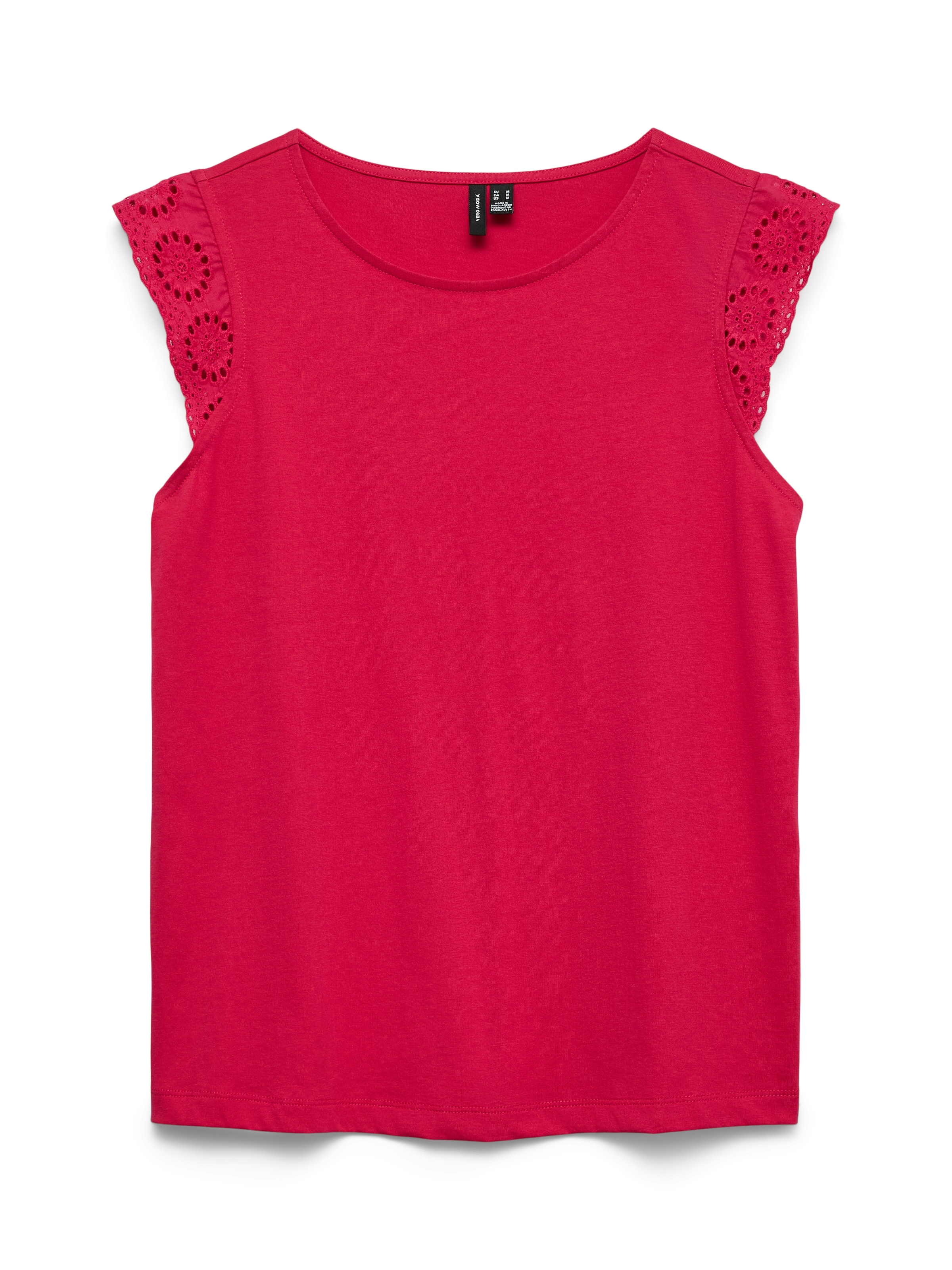 Vero Moda T-Shirt »VMEMILY SL GATHERING TOP JRS NOOS« Baumwolle, regular fit, Spitze