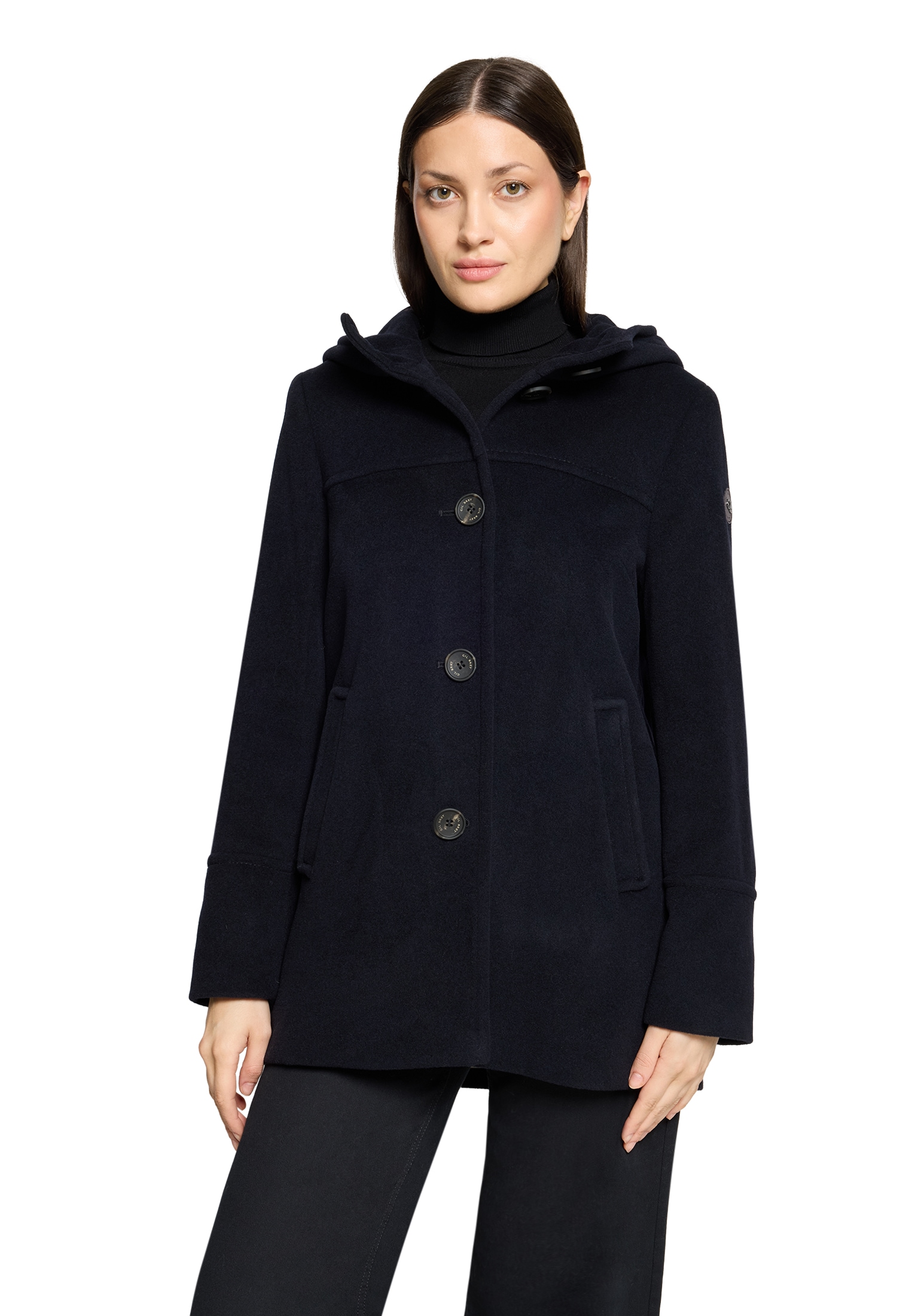 Image of Gil Bret Wolljacke mit Kapuze mit Knopfleiste und Kapuze