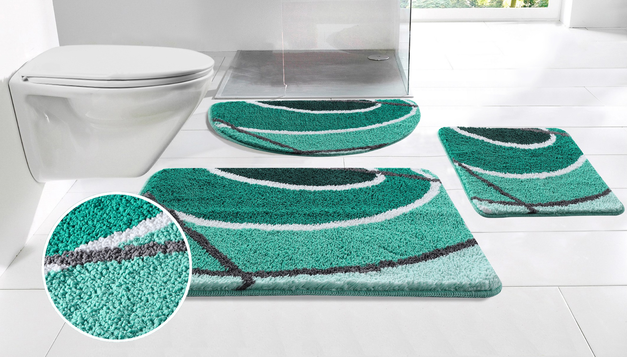 Image of GOODproduct Badematte "Juna mit Muster, Badvorleger, Badezimmer Teppich, Duschvorleger" Höhe 20 mm rutschhemmend beschichtet strapazierfähig besonders weich, Design, Badematten, Badteppich
