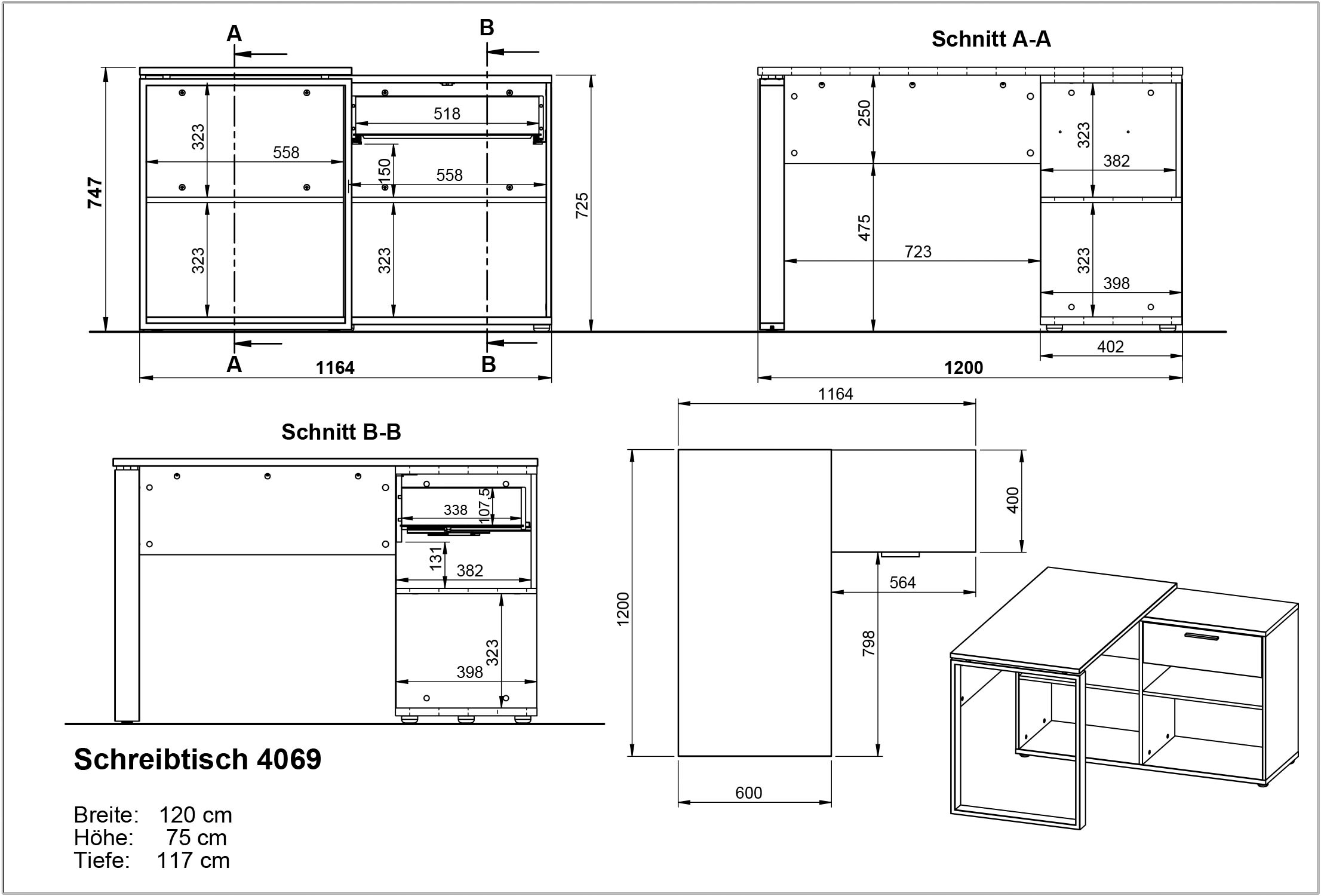 GERMANIA Büro-Set »Fenton«, (3 tlg.), inkl. Schreibtisch mit integriertem Sideboard und zwei Aktenschränken