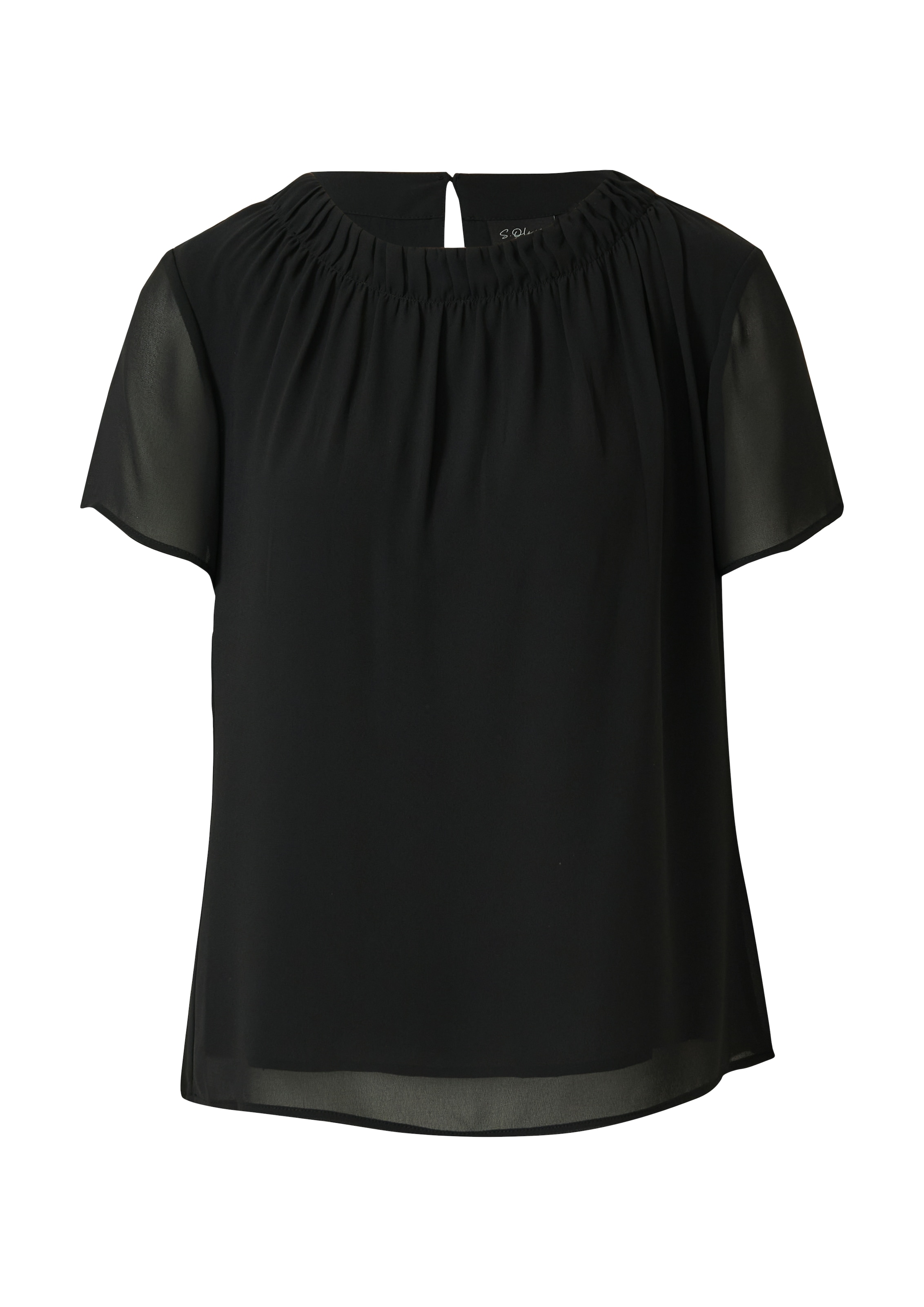 s.Oliver BLACK LABEL Kurzarmbluse mir Raffung am Ausschnitt