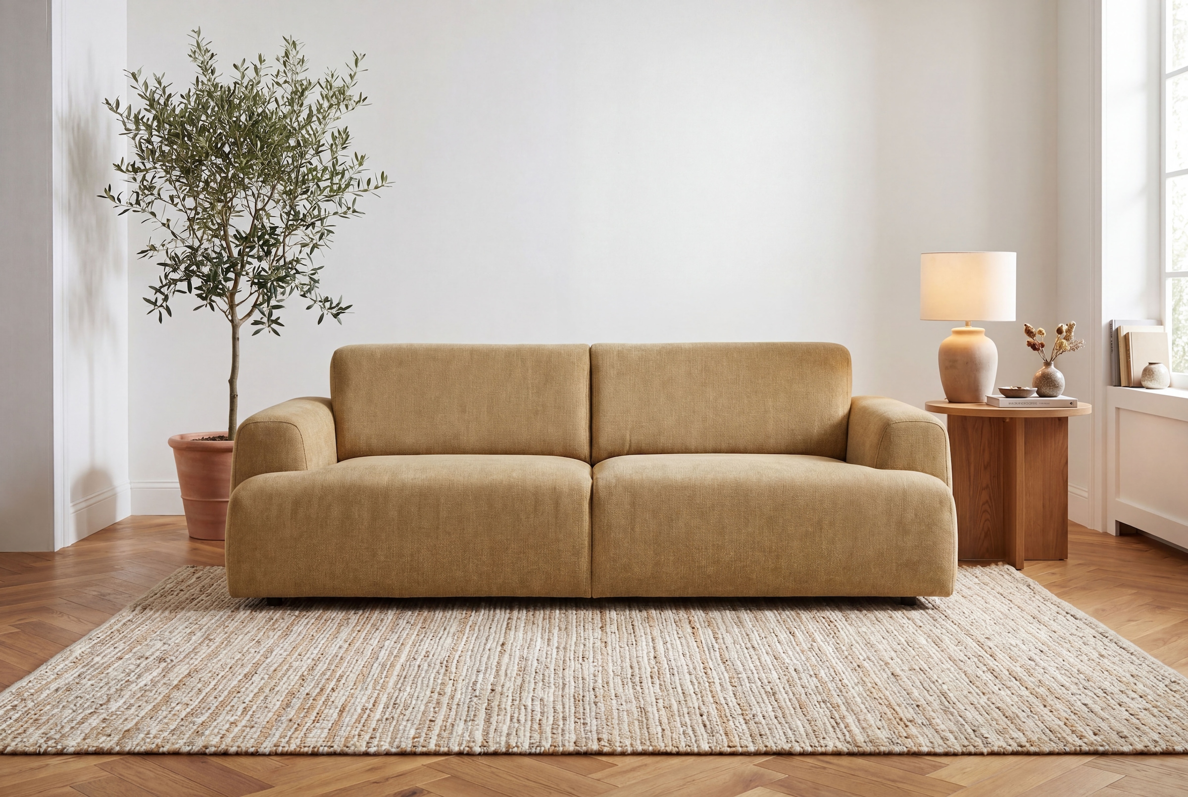 GOODproduct 2,5-places »Linkka, Breite 217 cm« en tissu chenille doux, avec suspension ondulée