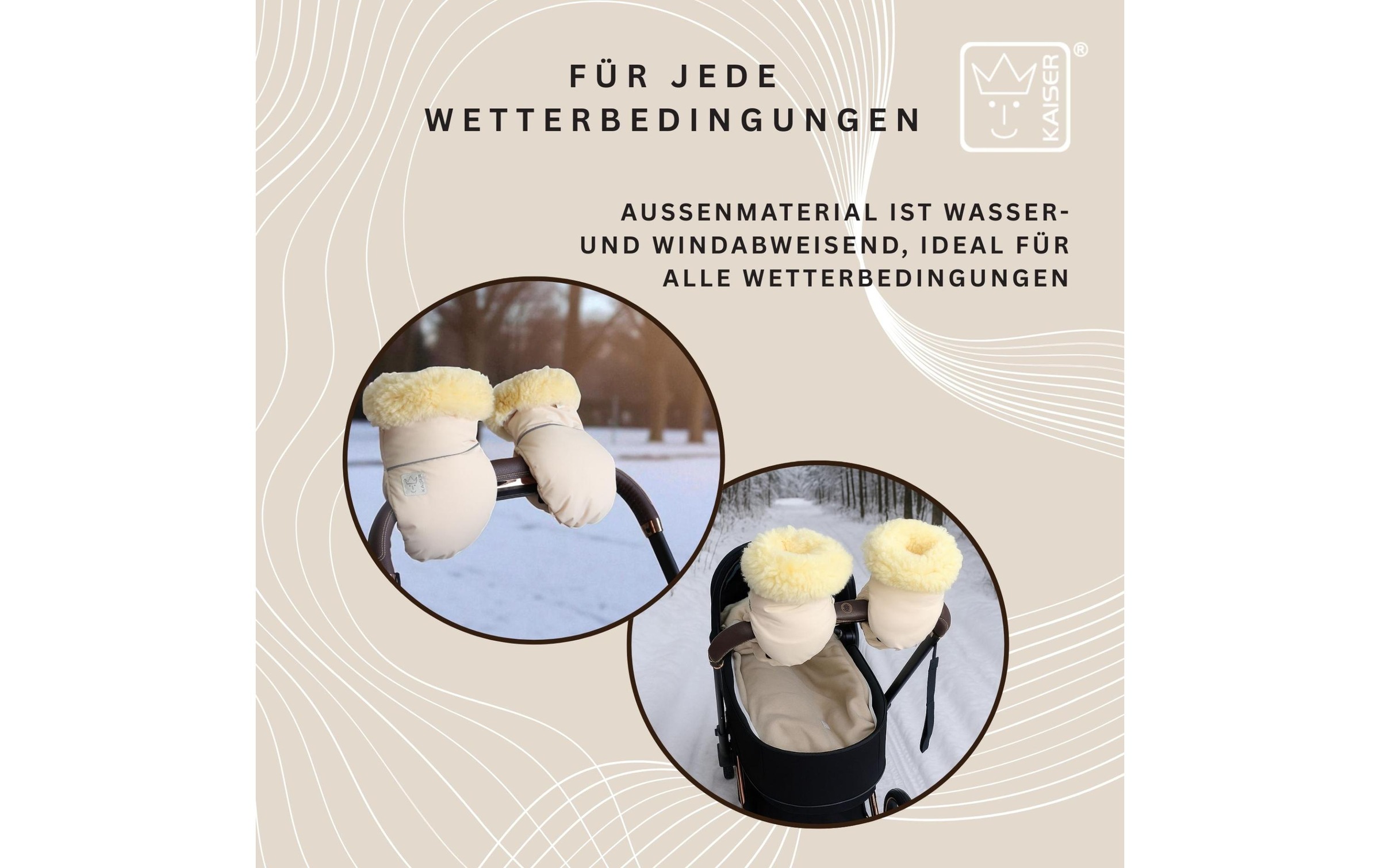 Kaiser Chauffe-mains pour poussette »Reflect Kiwa« Lammfell-Kinderwagenhandschuh