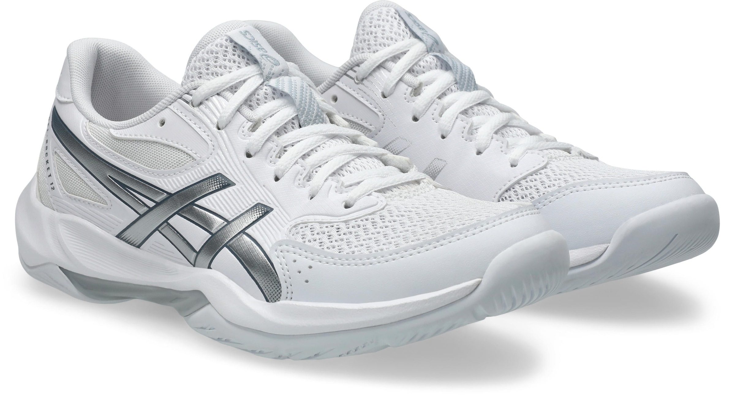 Asics, Unisex, Hallenschuh »GEL-ROCKET 12« besonders geeignet für Handball und Volleyball, weiß, pure silber, 41,5, Bequemer Hallenschuh von Asics