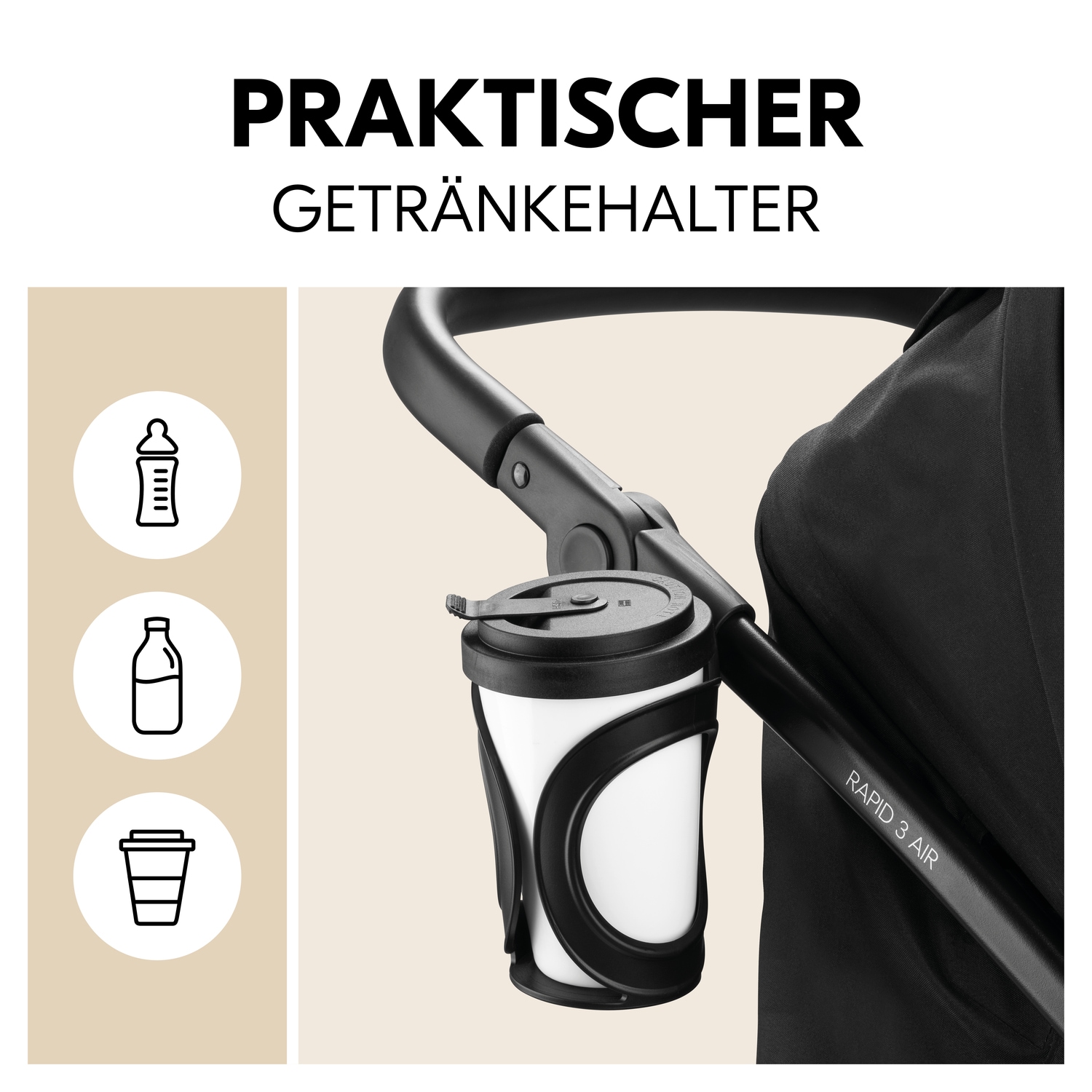 Hauck Poussette pour enfants »Dreiradbuggy, Rapid 3 Air, black« 22 kilos mit schwenk/feststellbarem Vorderrad; Lufträder; bis 22 kg belastbar