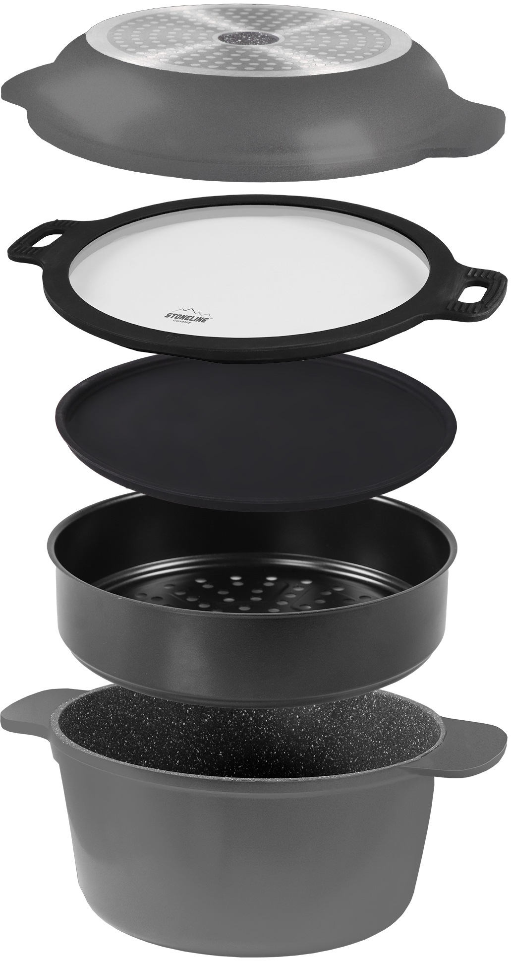 Image of STONELINE Topf-Set, Aluminiumguss, (Set, 5 tlg.), mit Original STONELINE Antihaftbeschichtung mit echten Steinpartikeln bei Ackermann Versand Schweiz