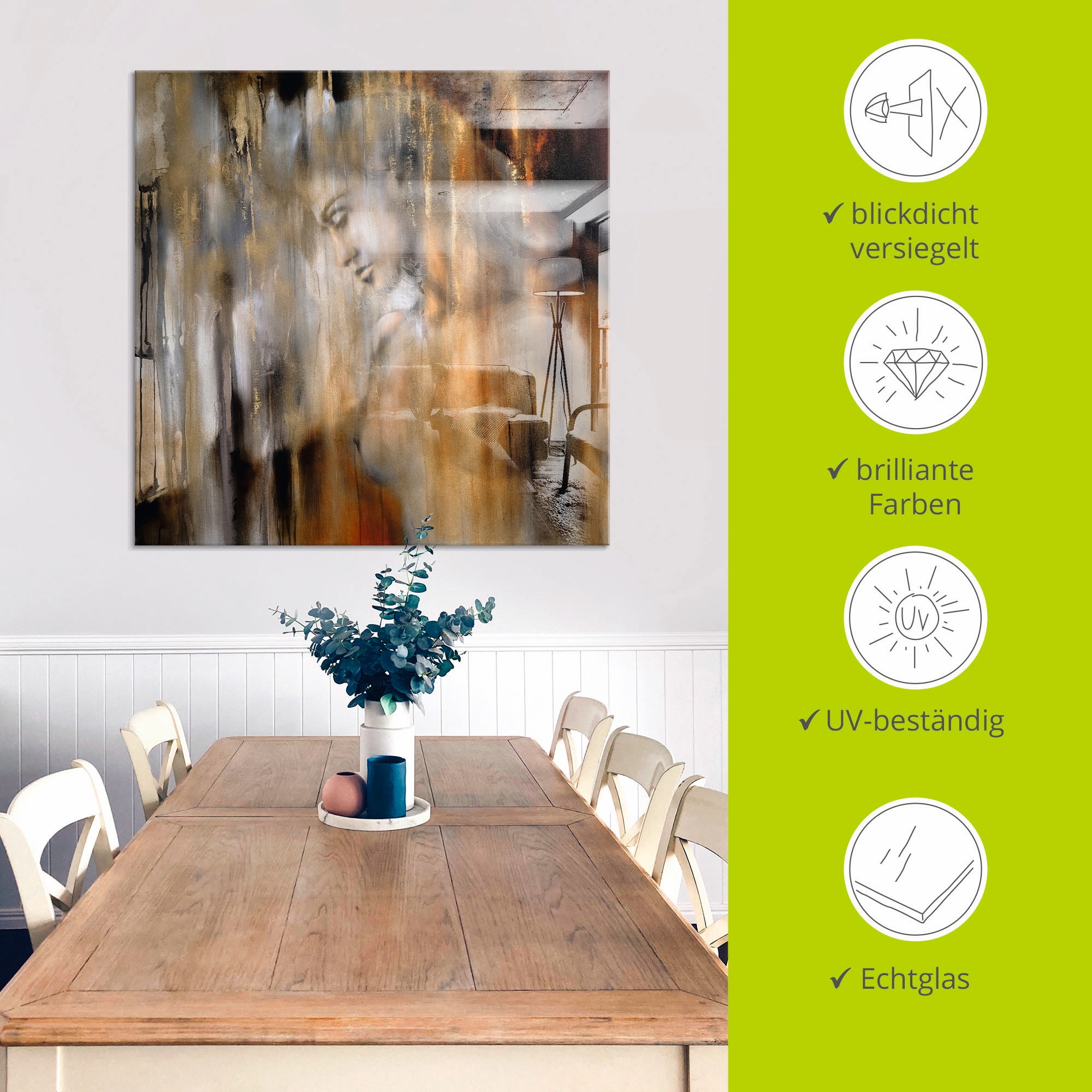 Artland Tableau en verre »Vera« Femme 1 cuis tlg. disponible en différentes tailles