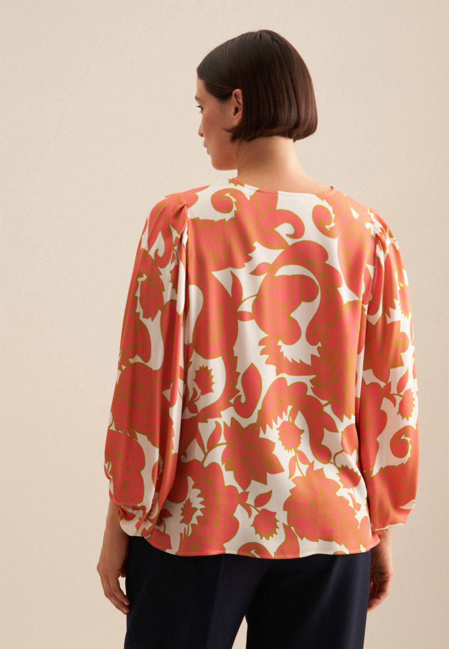 seidensticker Shirtbluse »Schwarze Rose« 3/4-Arm V-Neck Paisley