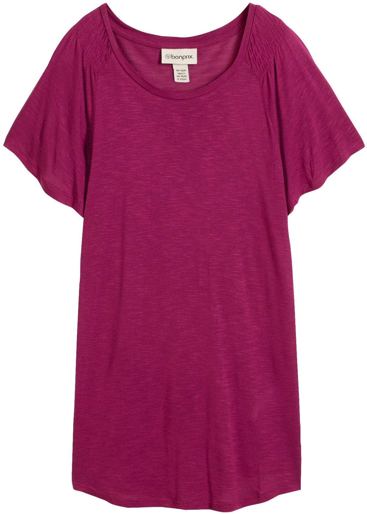 bonprix T-shirt coupe confortable, manches papillon, smock à l'épaule