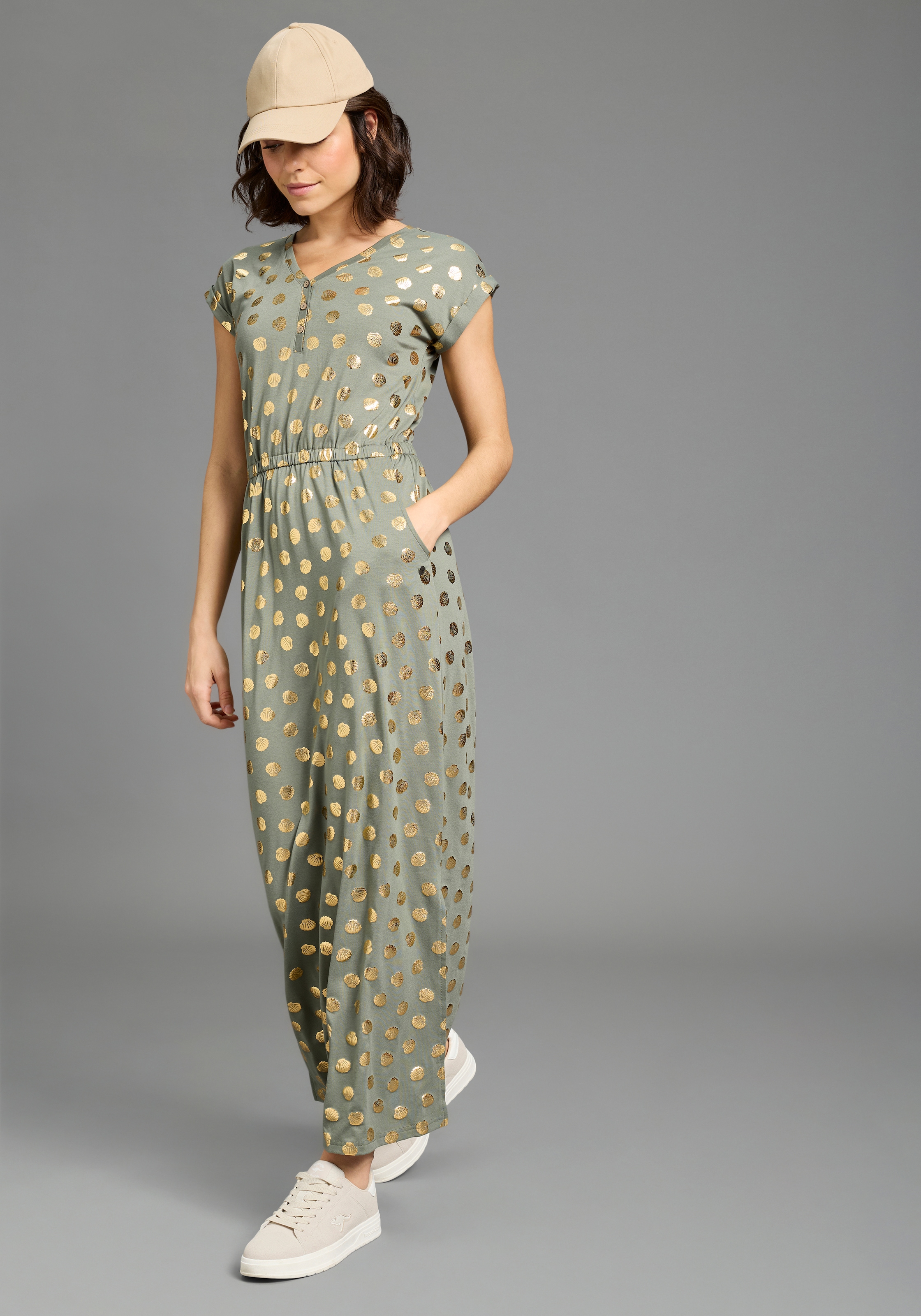 KangaROOS Maxi robe Poches pour les mains knöchellang, für Casualmode und Streetwear, aus elastischem Material