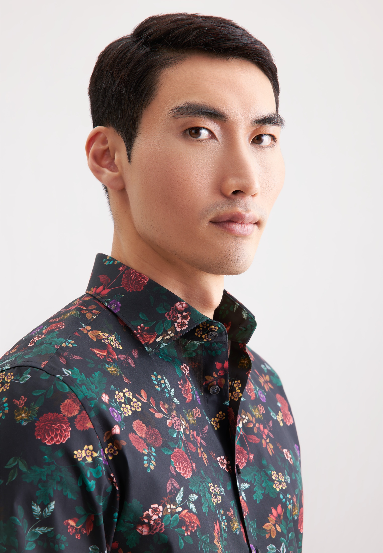 seidensticker Businesshemd »Schwarze Rose« Shaped 1/1 Kentkragen Druck