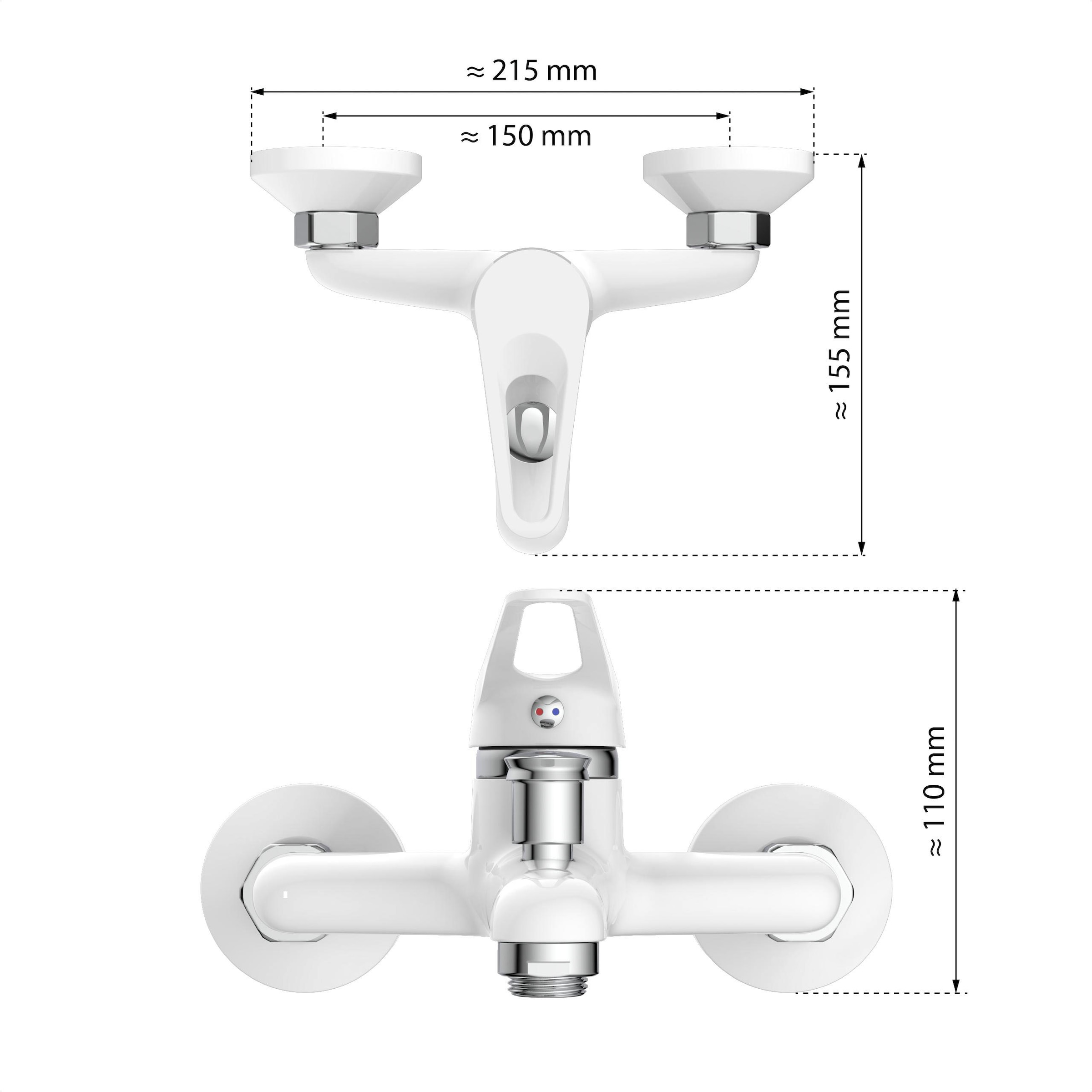 Eisl Robinetterie de baignoire »SPEED« mitigeur baignoire, robinet de bain, robinetterie baignoire blanc/chrome