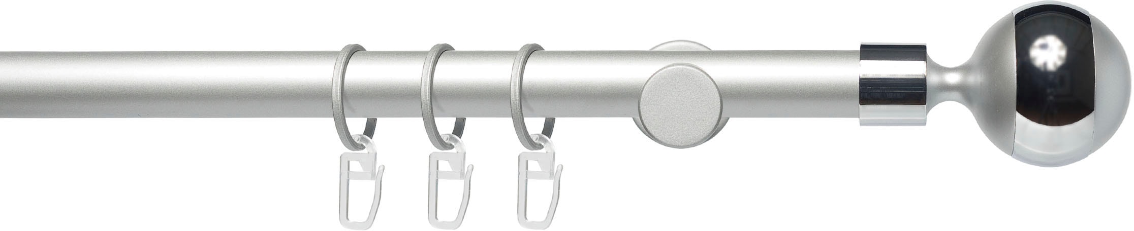Image of Liedeco Gardinenstange "Fertigstilgarnitur 20 mm Power Kugel mit Ring" Ø 2 mm 1 läufig-läufig Fixmass Gardinenstange Komplett