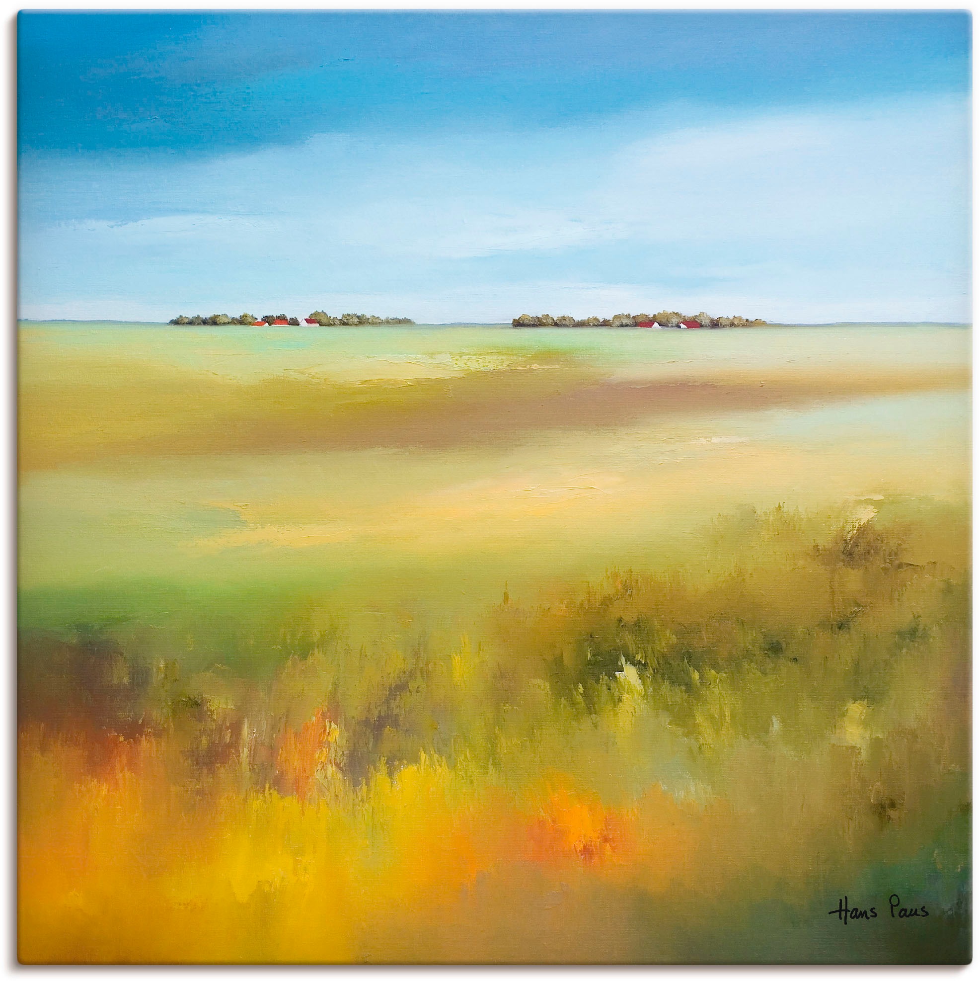 Image of Artland Leinwandbild "Landschaft I" Felder 1 Stk. tlg. auf Holzrahmen gespannt