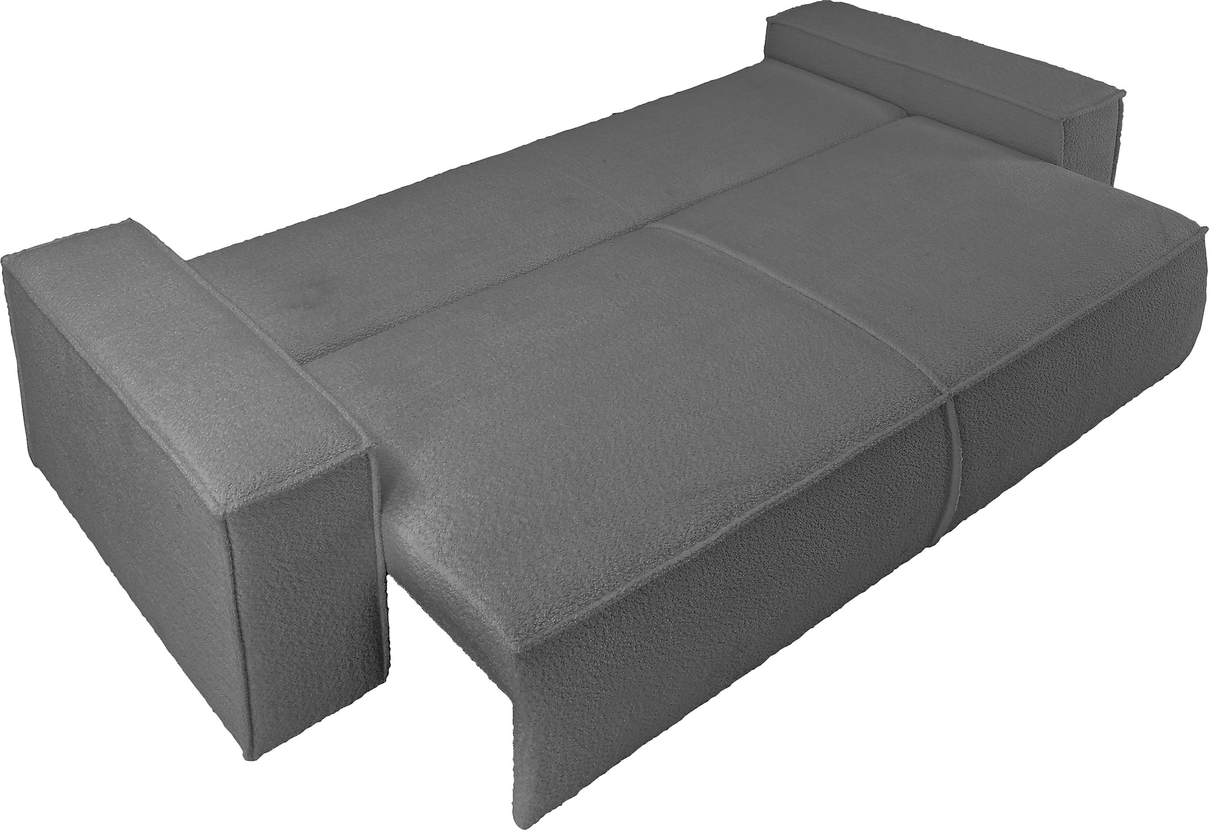 andas 3-Sitzer »FINNLEY Schlafsofa 257 cm, Schlaffunktion mit Bettkasten (200/136cm),«, in Aqua Clean-Bouclé u. Struktur fein