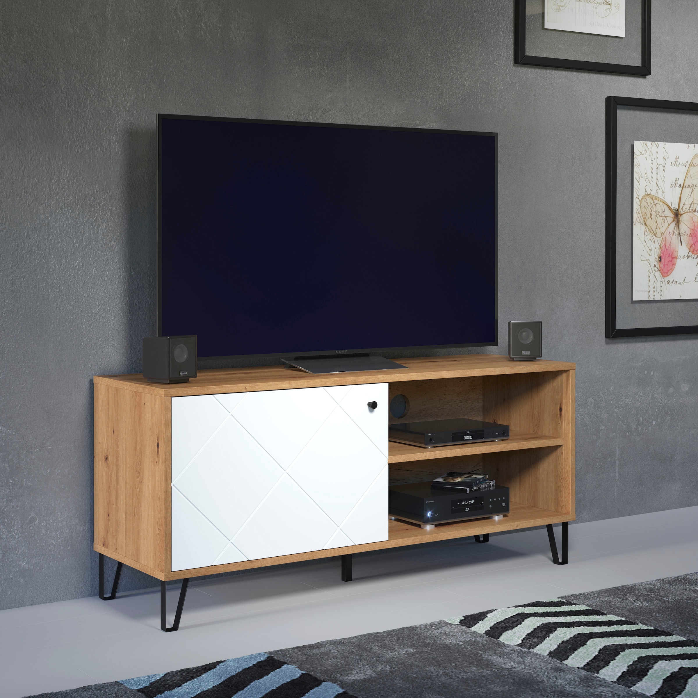 Home affaire Table basse »Tarragona TV-Kommode« meuble TV avec 1 porte & 2 compartiments - (L/P/H) 123/40/56 cm