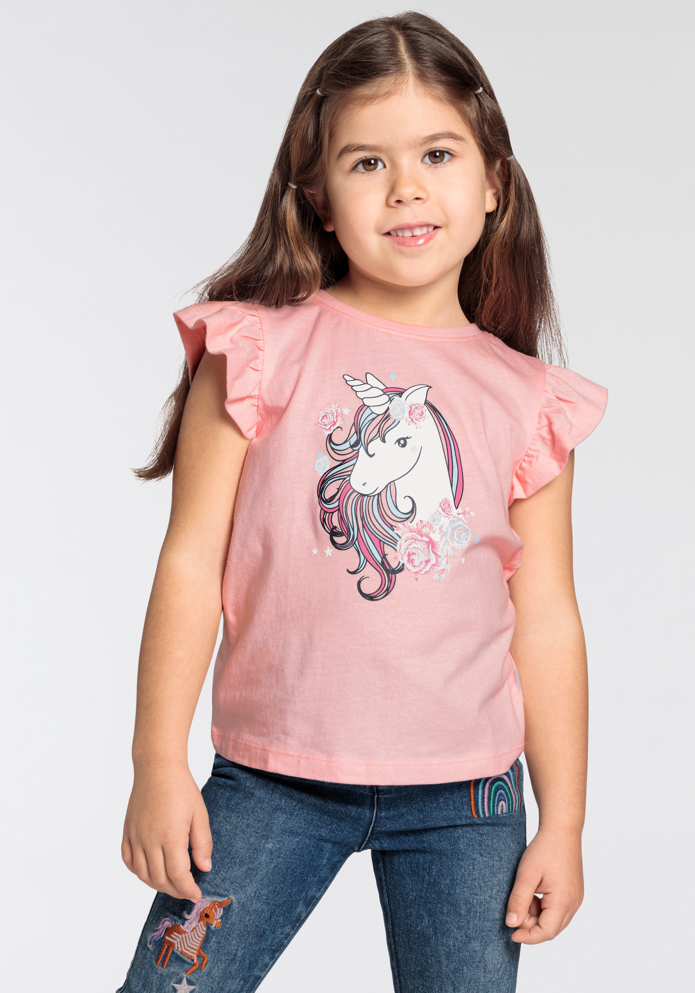 T-Shirt »für kleine Mädchen«, mit Einhorn Druck