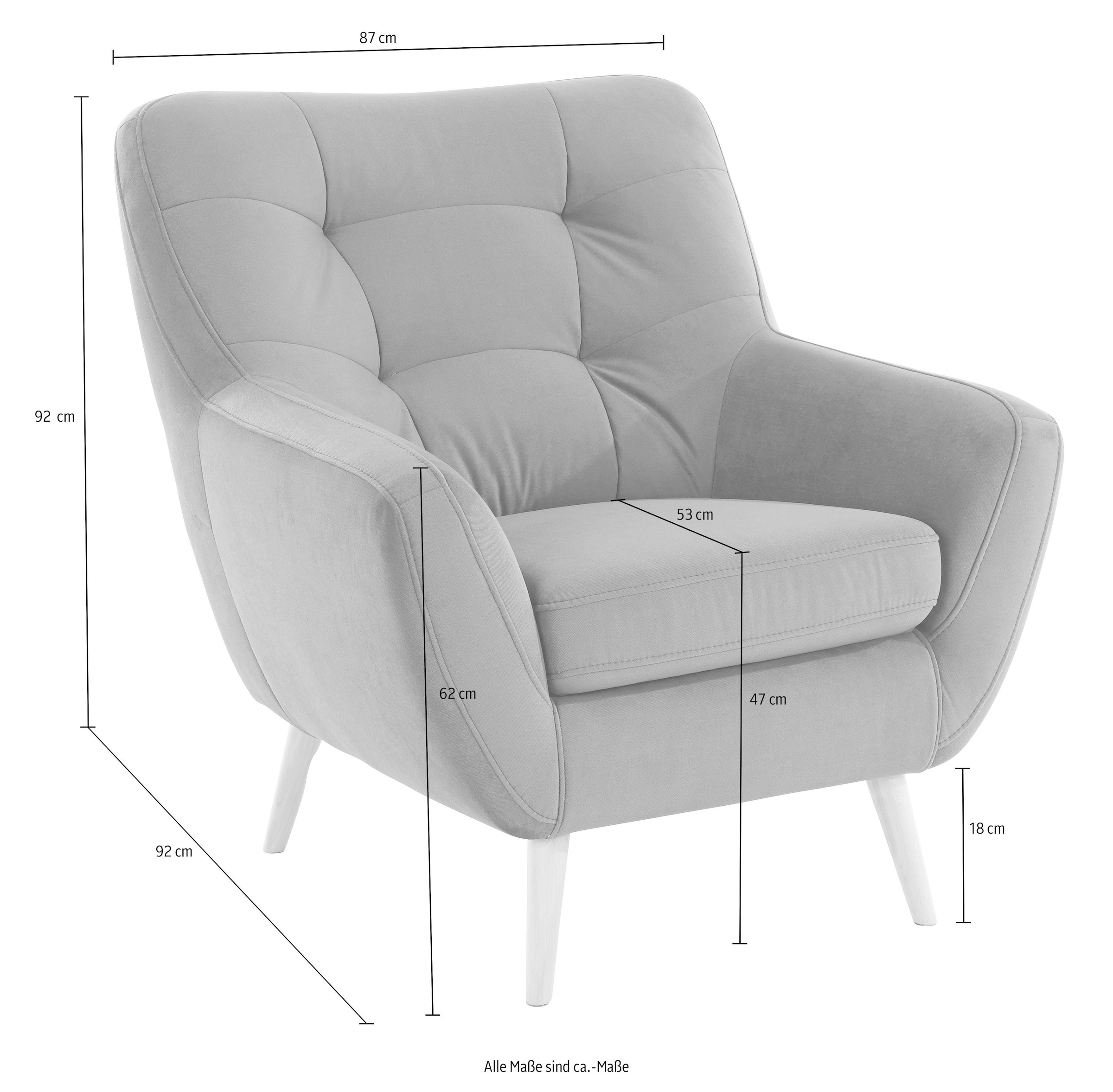 exxpo - sofa fashion Sessel »Scandi, Loungesessel mit tollem Sitzkomfort, hochwertige Polsterung«, bequem, hohe Holzfüsse