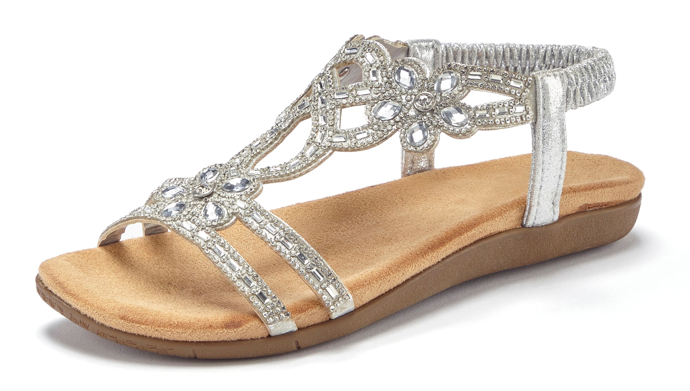 Image of Vivance Sandale "Sommerschuh, offener Schuh, Sandalette," mit elastischen Riemen & eleganten Glitzersteinen VEGAN