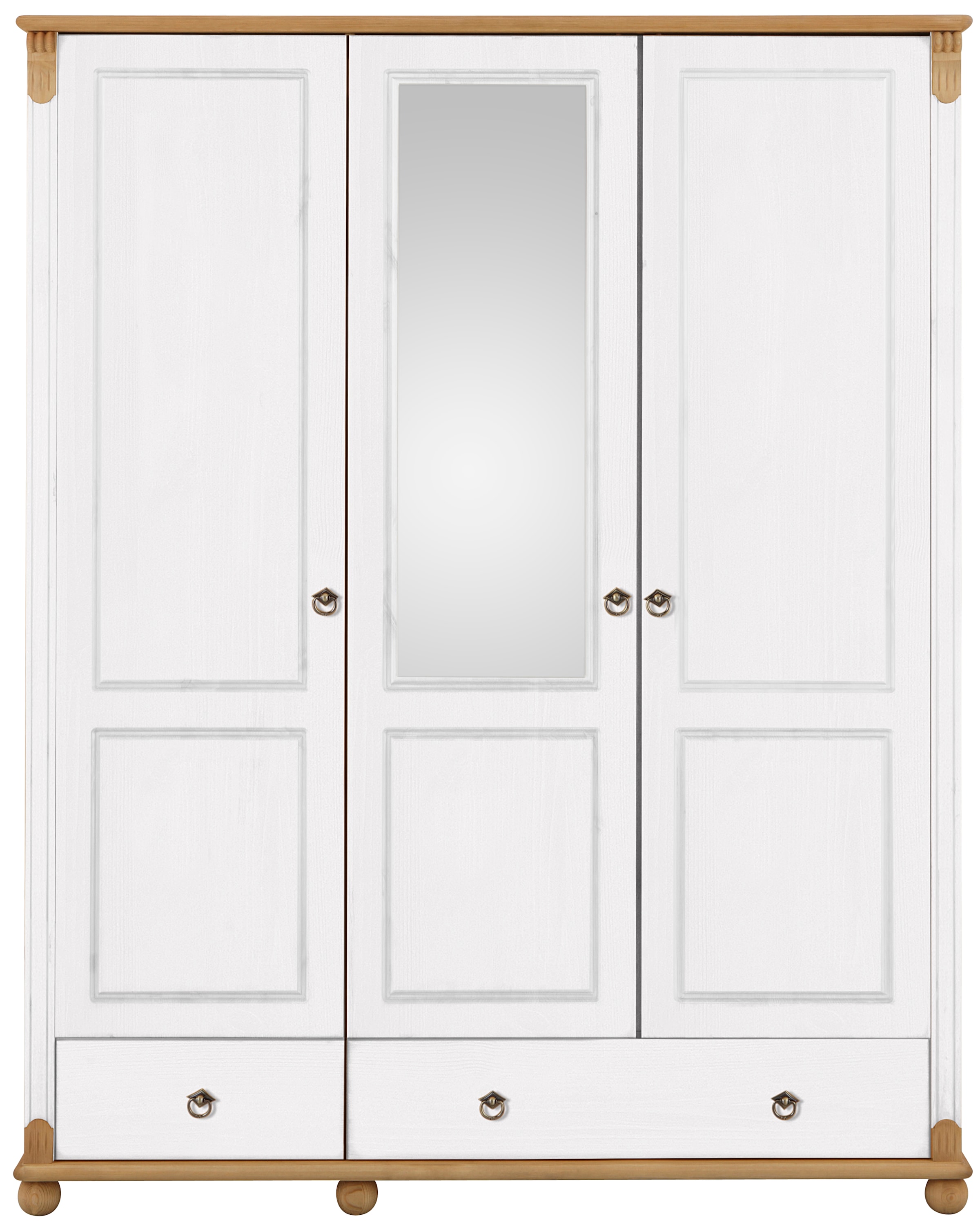 Home affaire Kleiderschrank »Tessin«, Breite 152 cm, Kiefer massiv, mit Spiegel