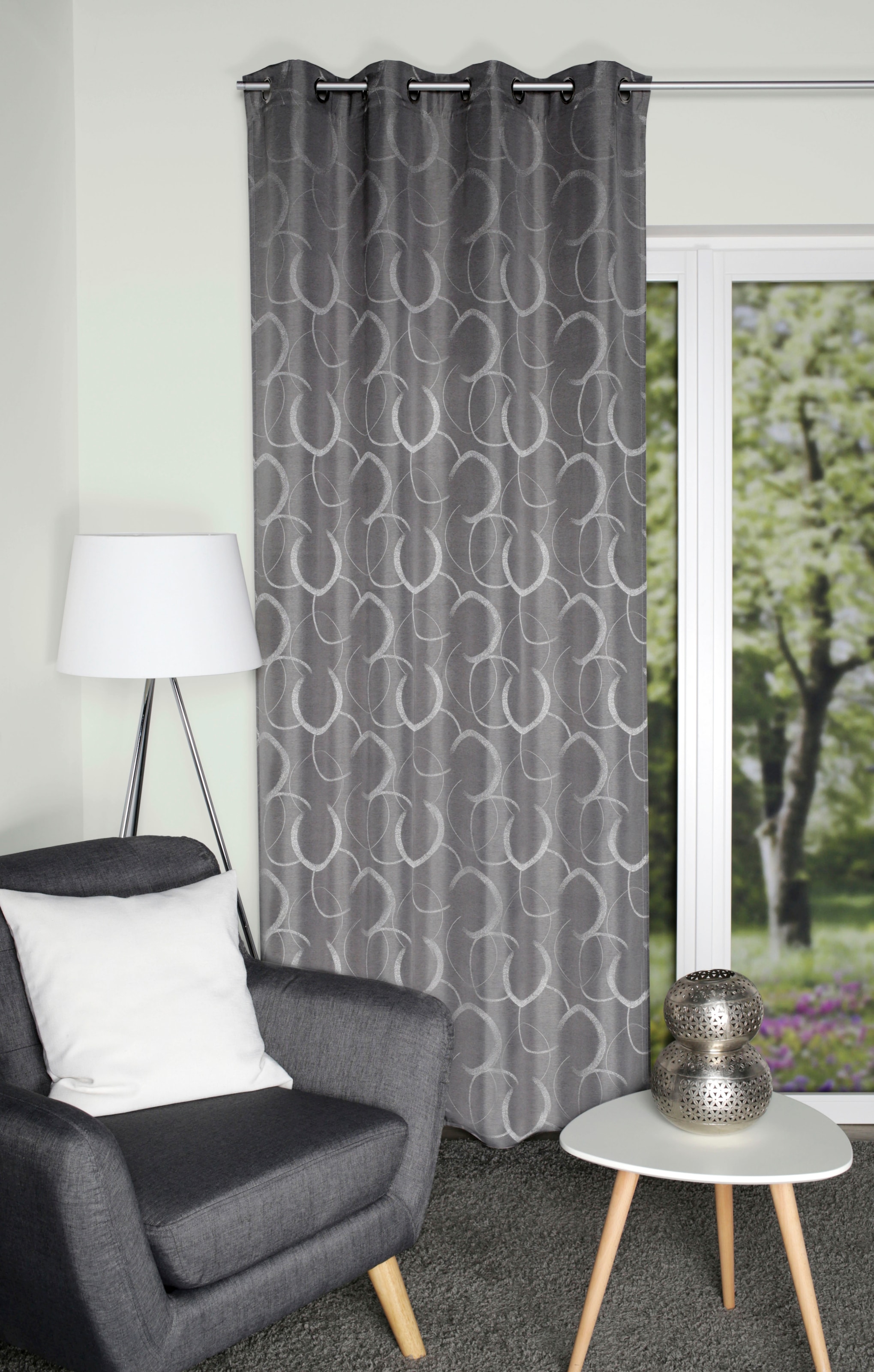 Image of HOME WOHNIDEEN Vorhang "ENOLA" Ösen 1 Stk. tlg. Ösenschal mit Jacquardmusterung