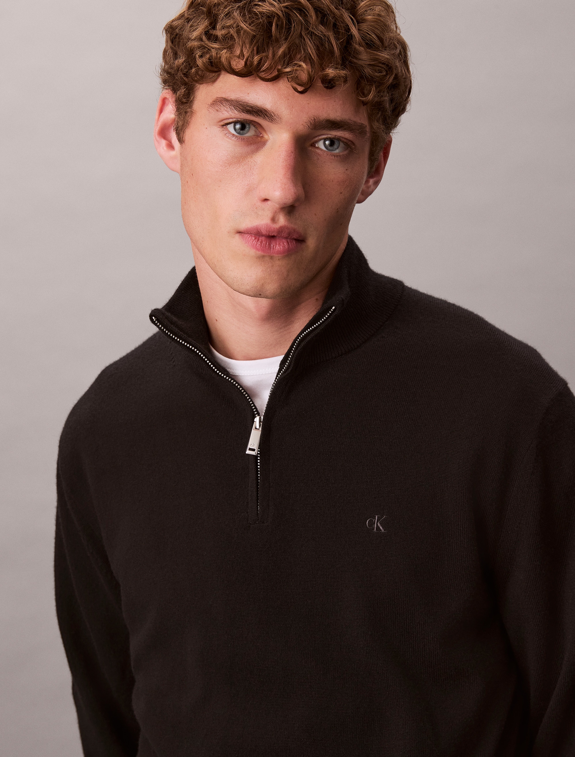 Calvin Klein Pull à col montant »LS 100% MERINO QZ 14GG« Mit Rundhalsausschnitt, regular fit